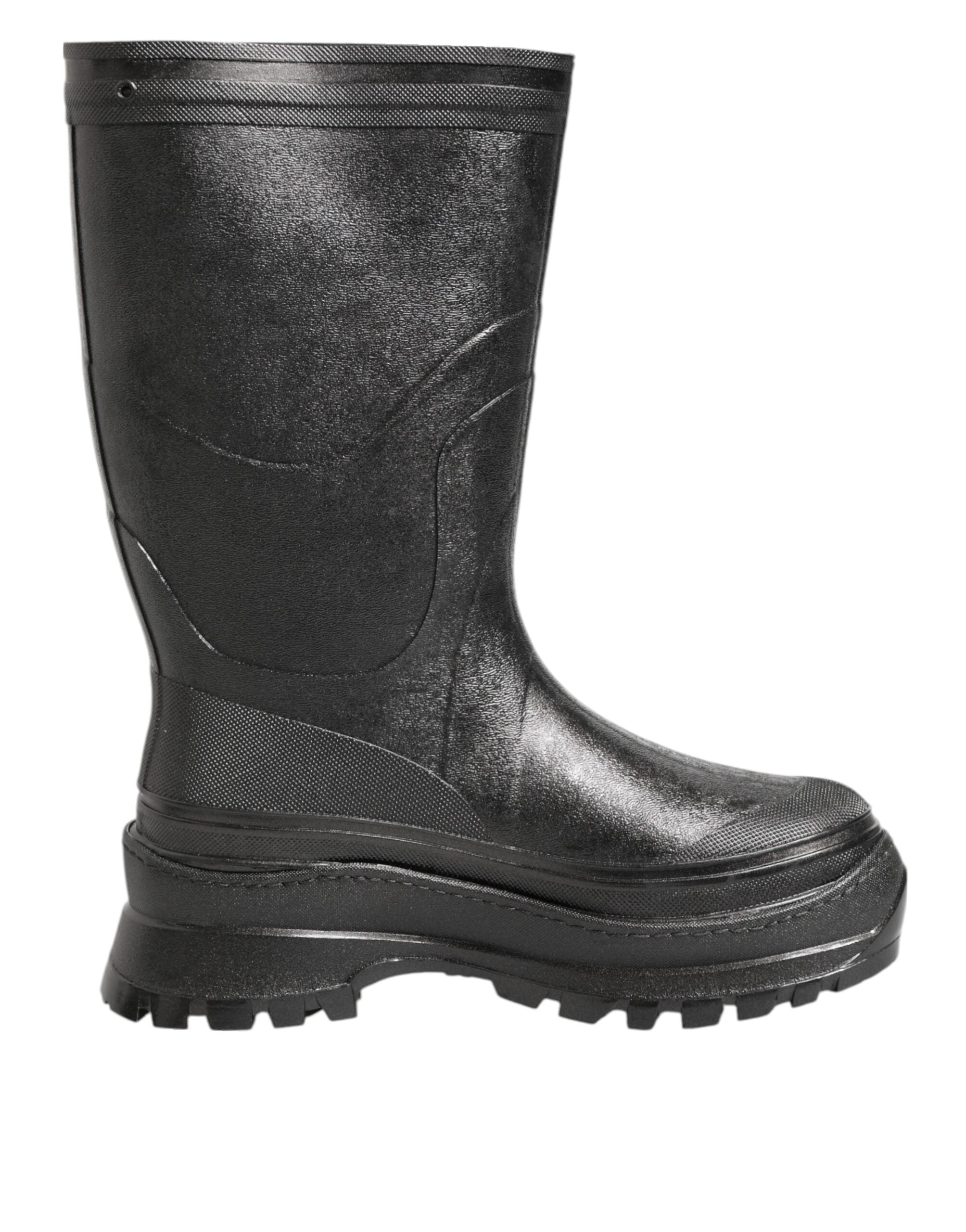 Dolce & Gabbana Metallic Black Pull On Rain Boots Men Shoes Dolce & Gabbana