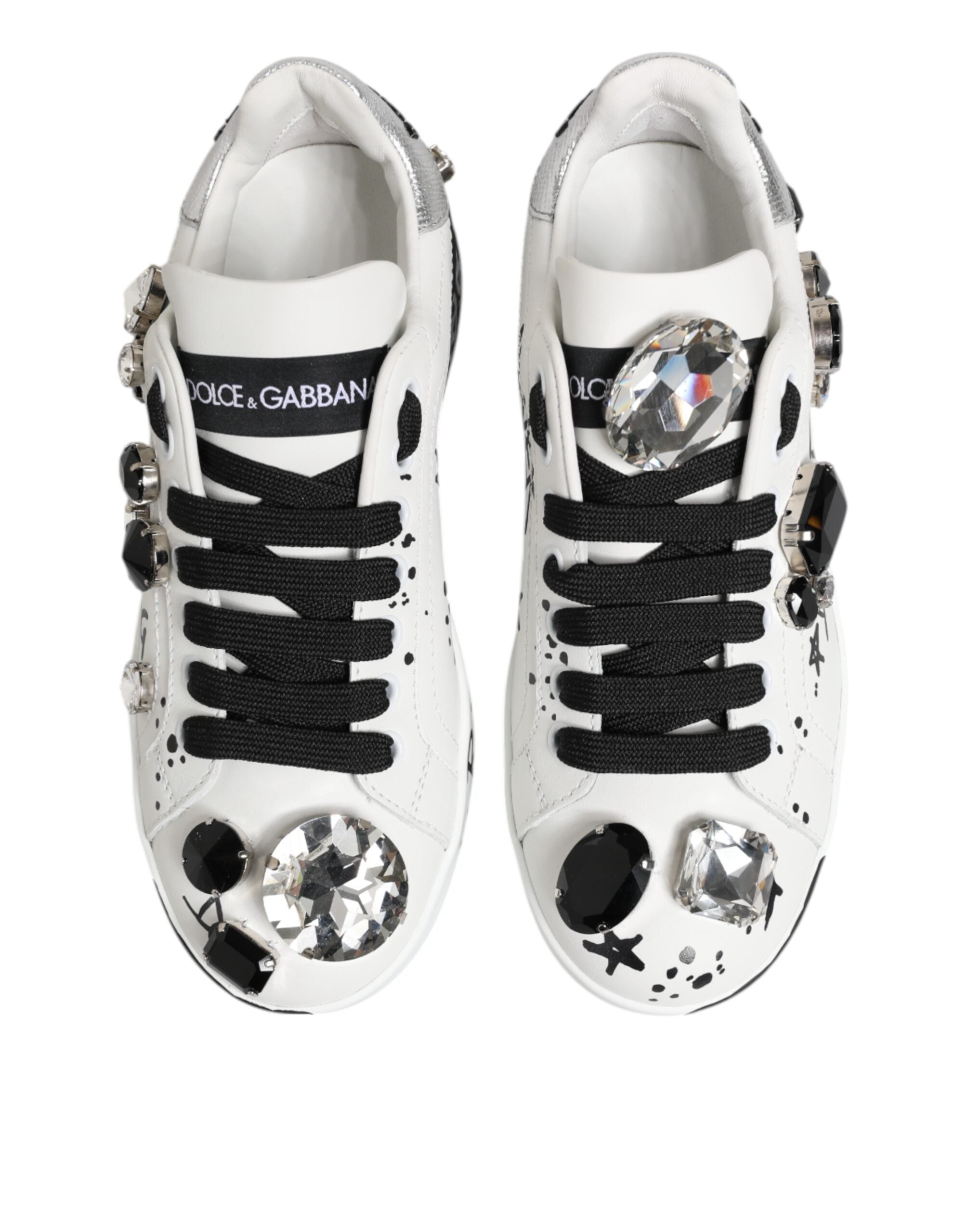Dolce & Gabbana White Portofino Crystal Sneakers  Shoes Dolce & Gabbana