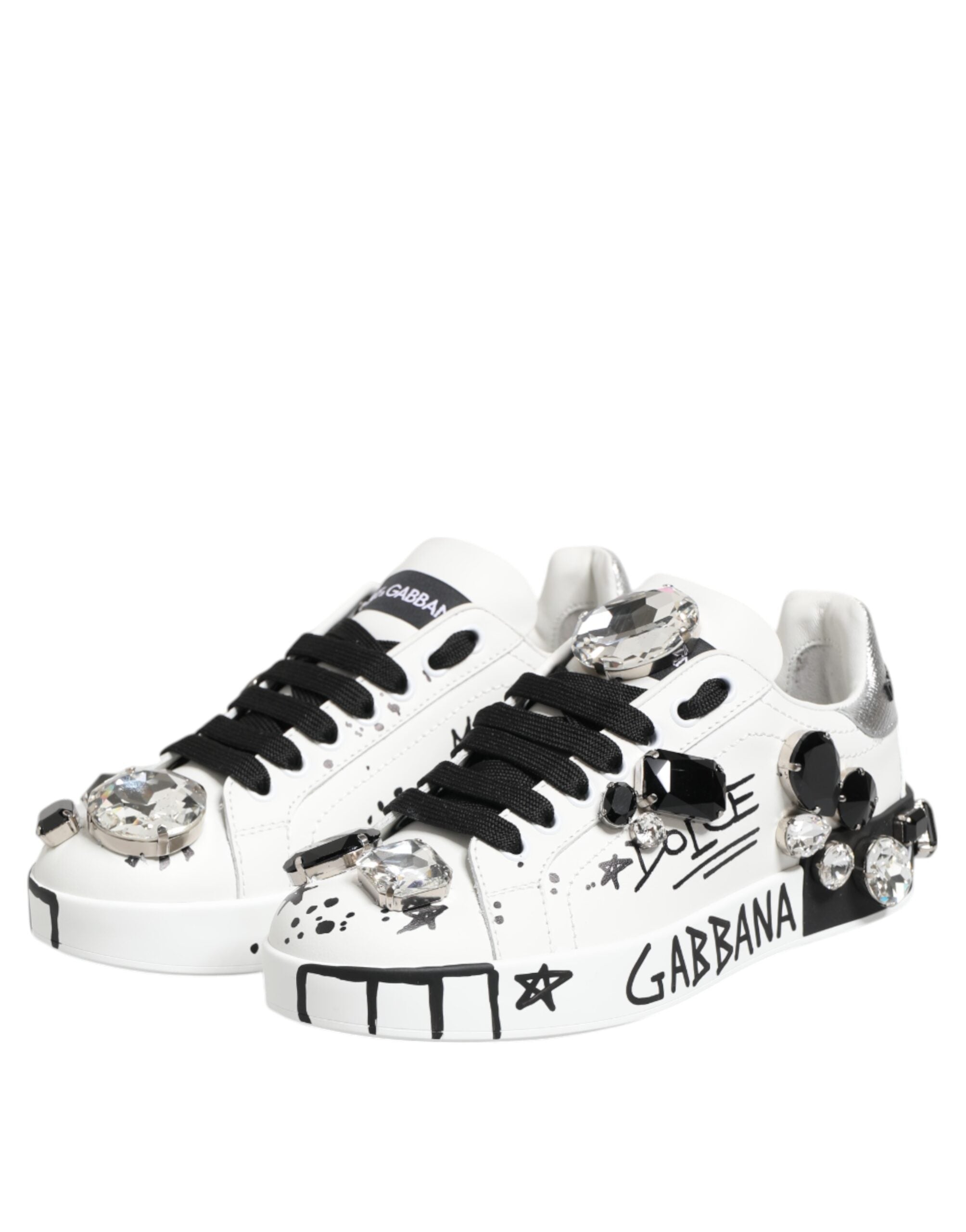 Dolce & Gabbana White Portofino Crystal Sneakers  Shoes Dolce & Gabbana