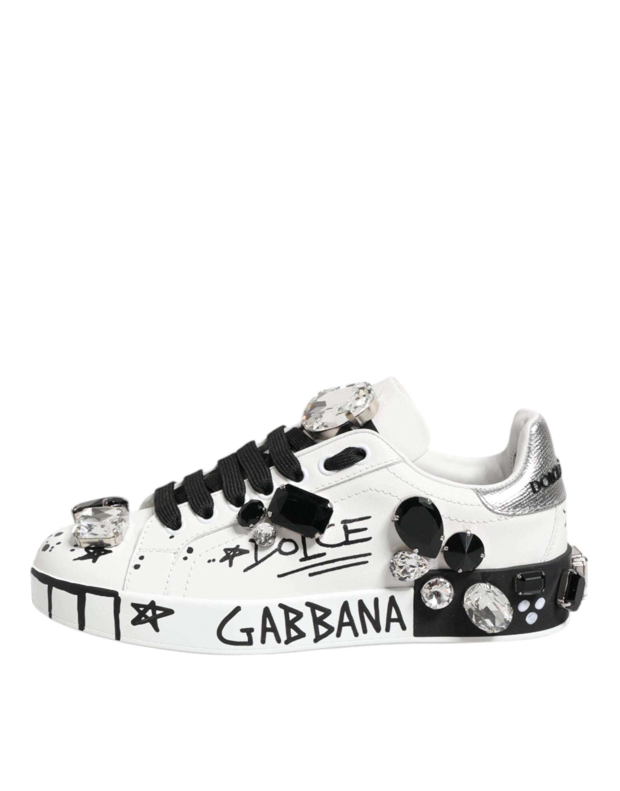 Dolce & Gabbana White Portofino Crystal Sneakers  Shoes Dolce & Gabbana