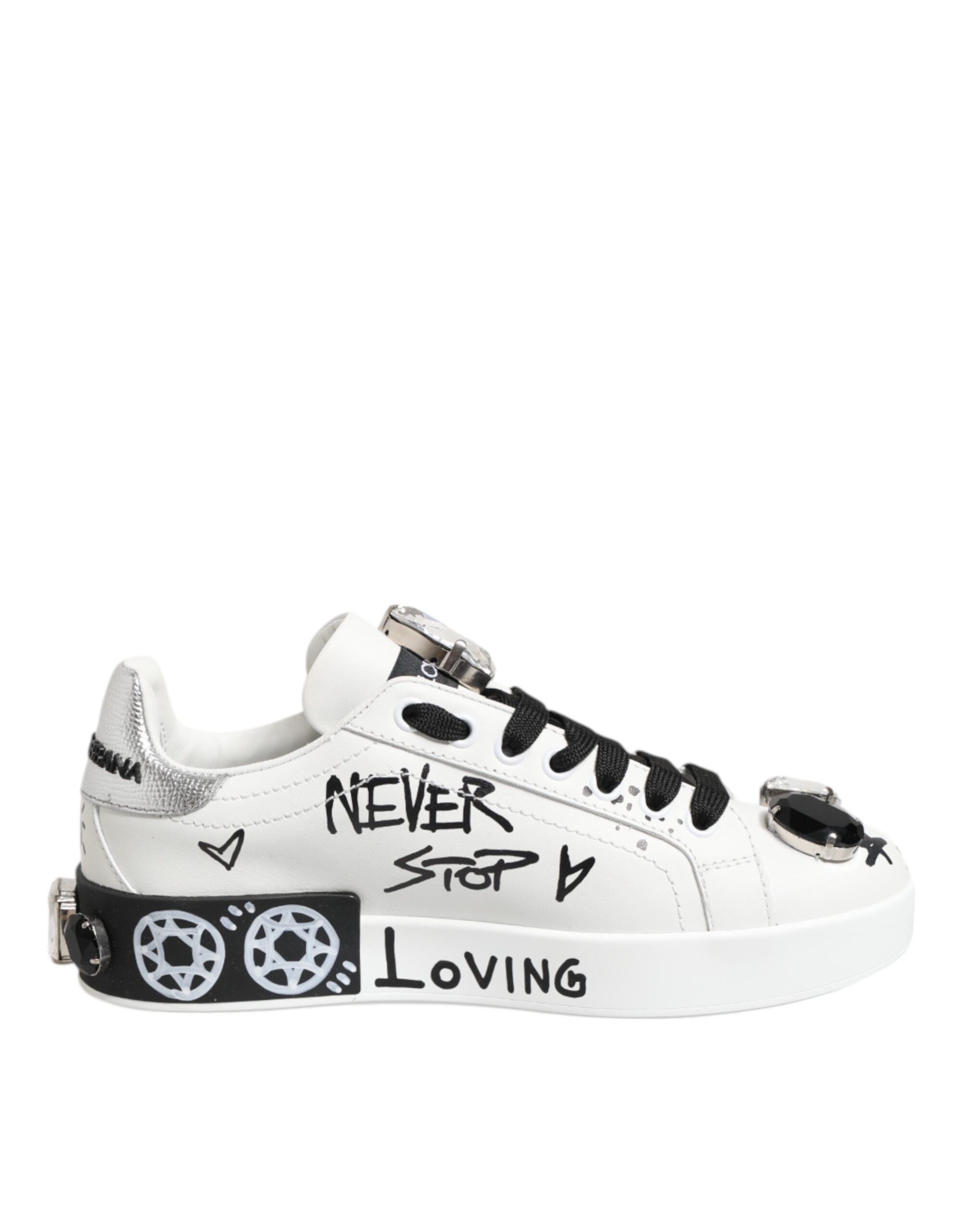 Dolce & Gabbana White Portofino Crystal Sneakers  Shoes Dolce & Gabbana