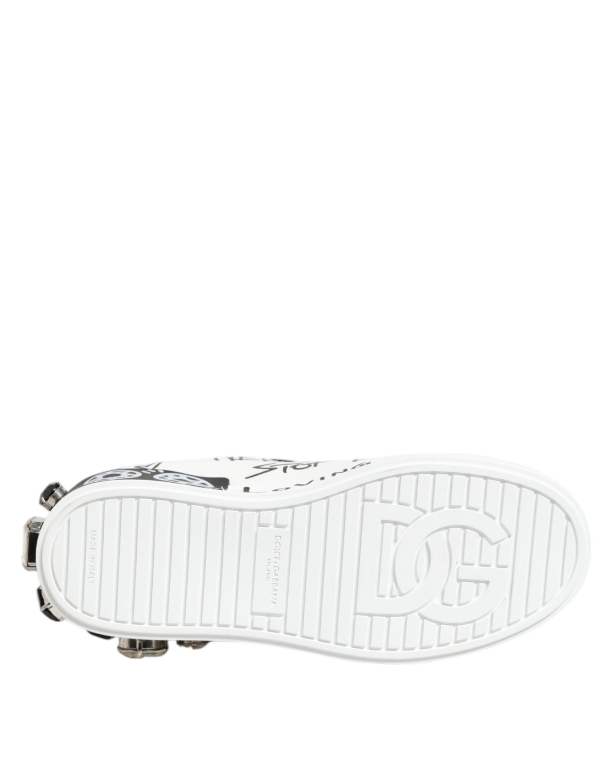 Dolce & Gabbana White Portofino Crystal Sneakers  Shoes Dolce & Gabbana