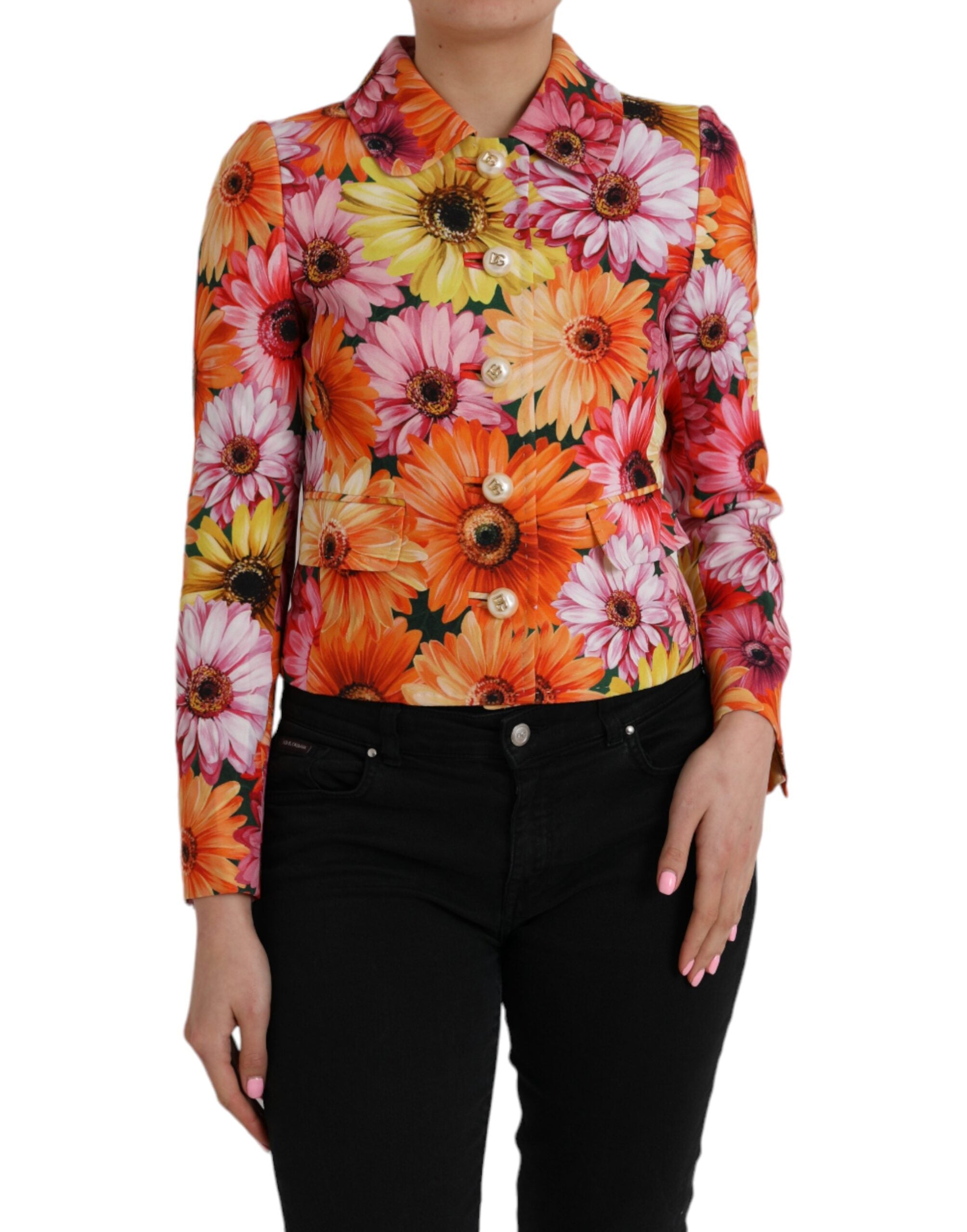 Dolce & Gabbana Multicolor Daisy Print Floral Fantasy Jacket Dolce & Gabbana