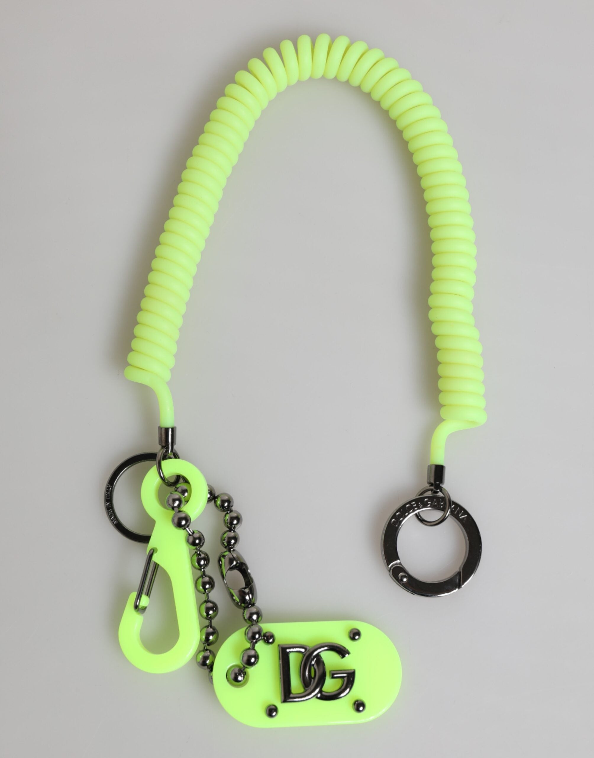 Dolce & Gabbana Green Springy Key Holder DG Logo Men's Keychain Keyring Dolce & Gabbana