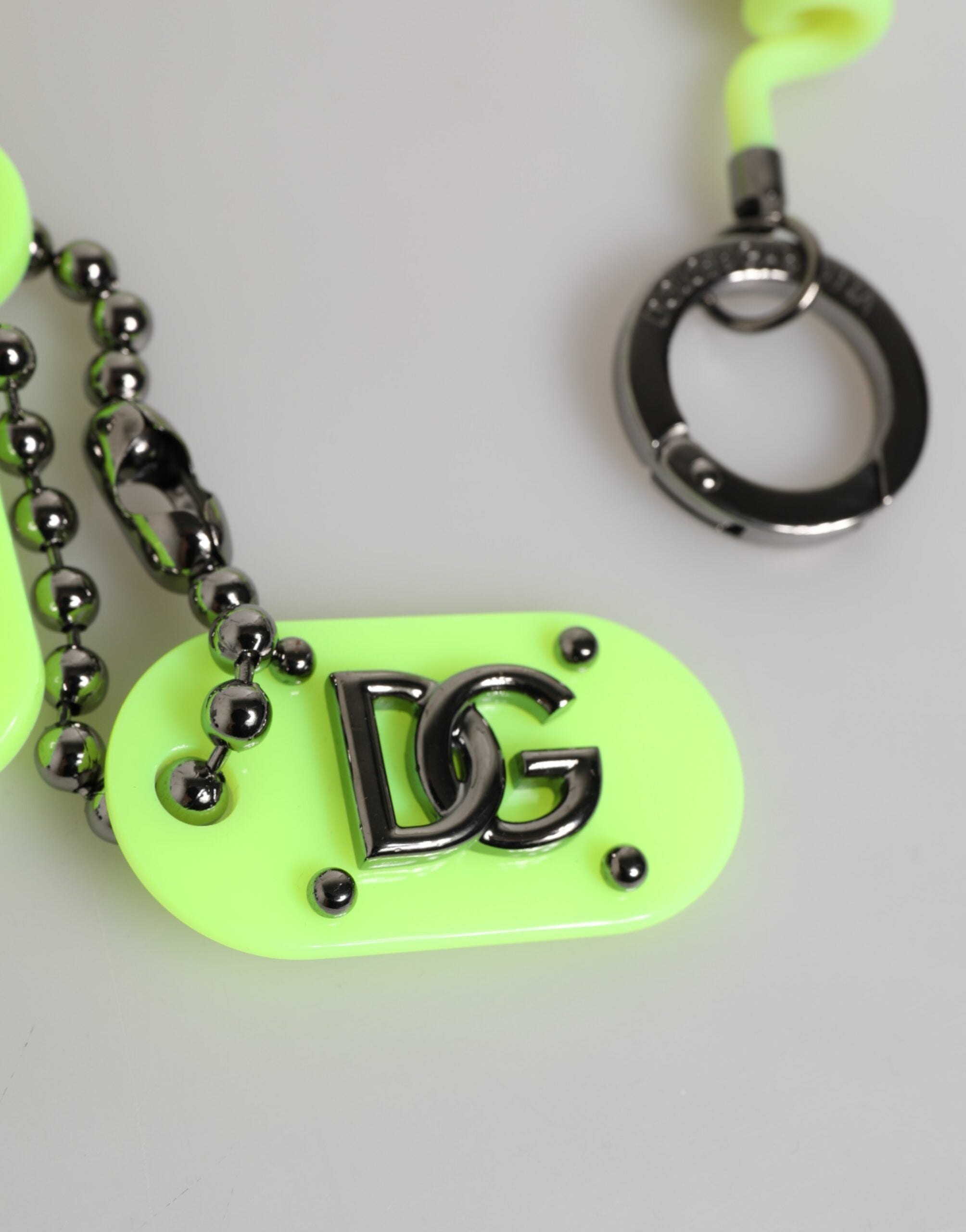 Dolce & Gabbana Green Springy Key Holder DG Logo Men's Keychain Keyring Dolce & Gabbana