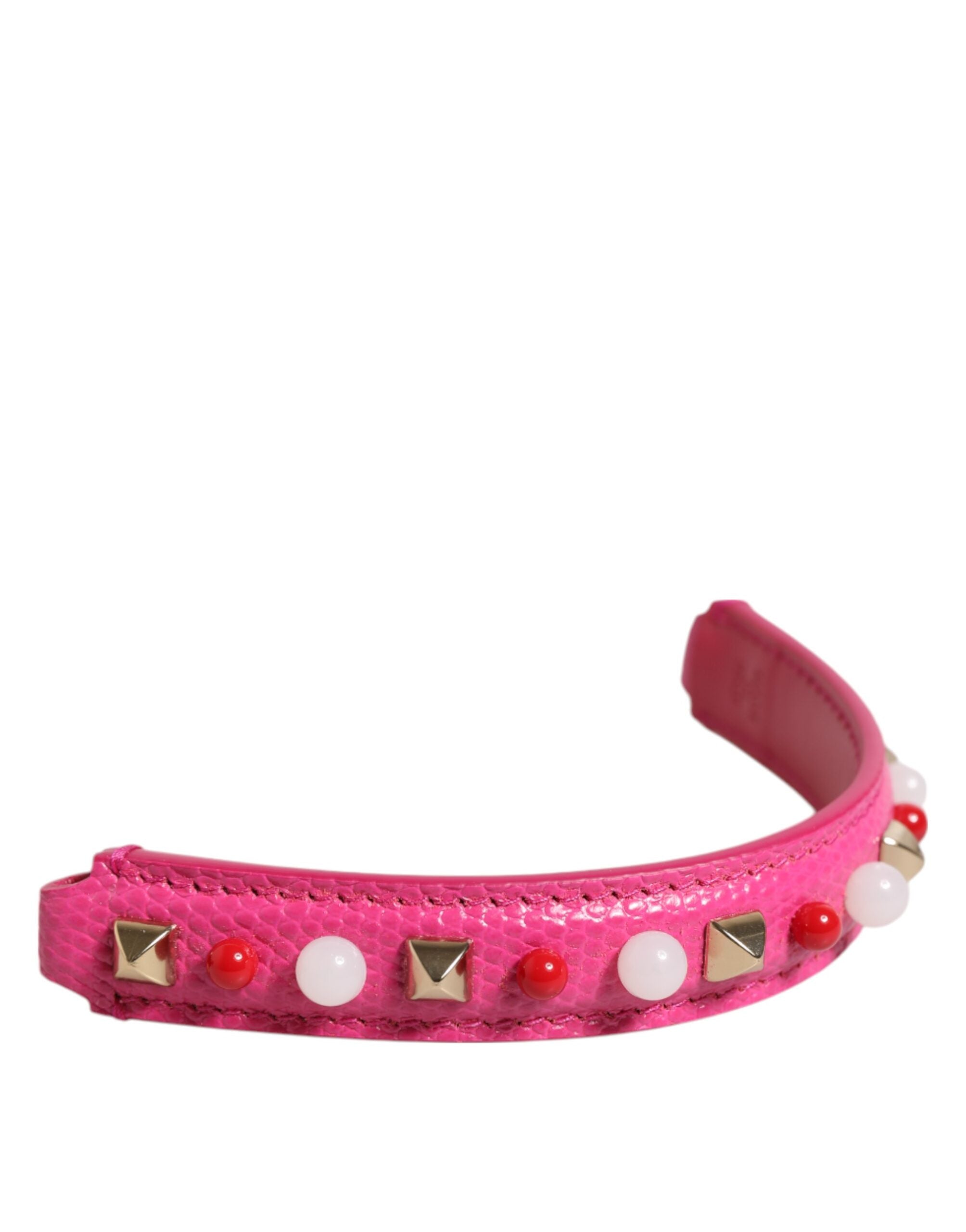 Dolce & Gabbana Pink Embellished Leather Bag Handle Women Shoulder Strap Dolce & Gabbana