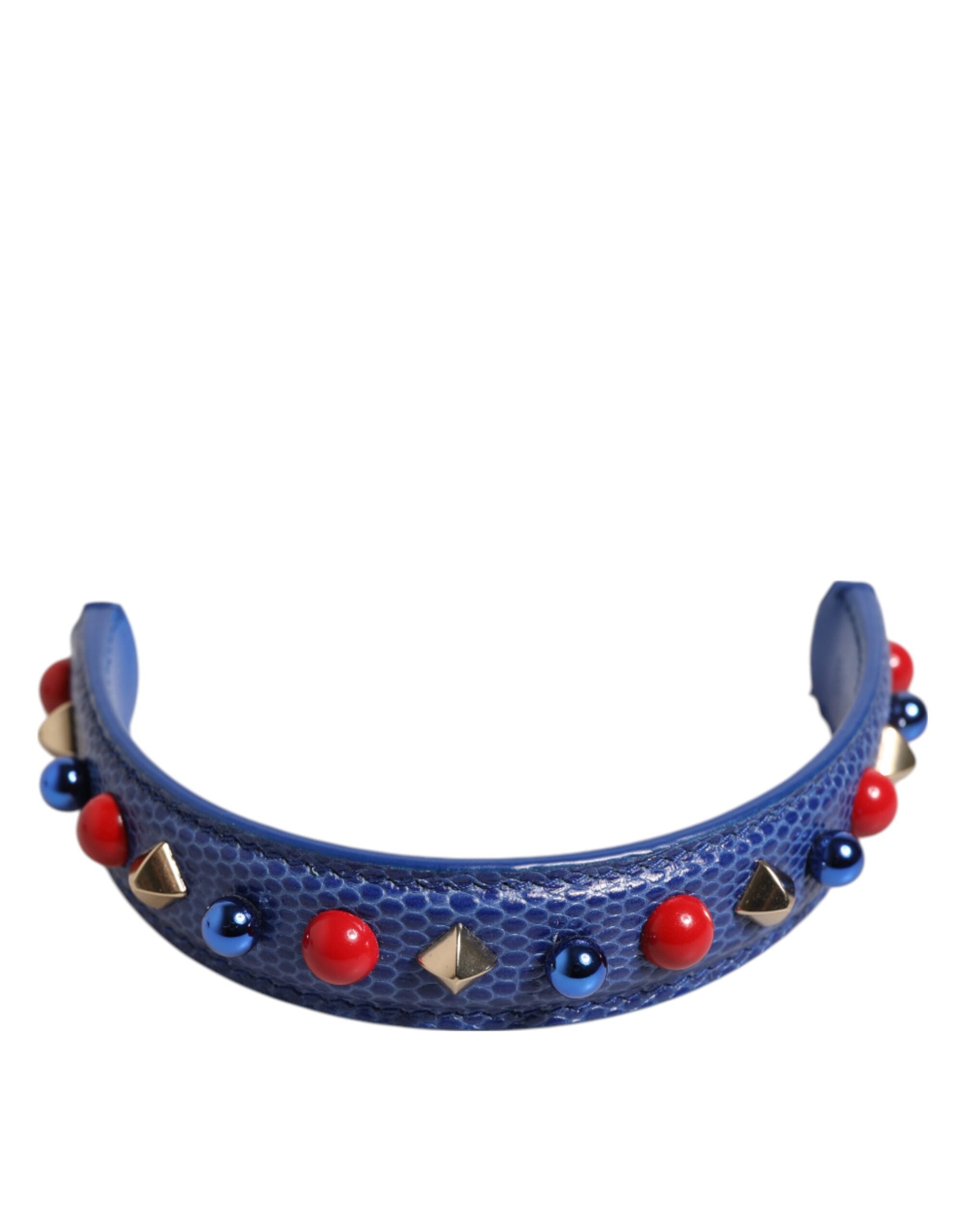 Dolce & Gabbana Blue Embellished Leather Bag Handle Women Shoulder Strap Dolce & Gabbana