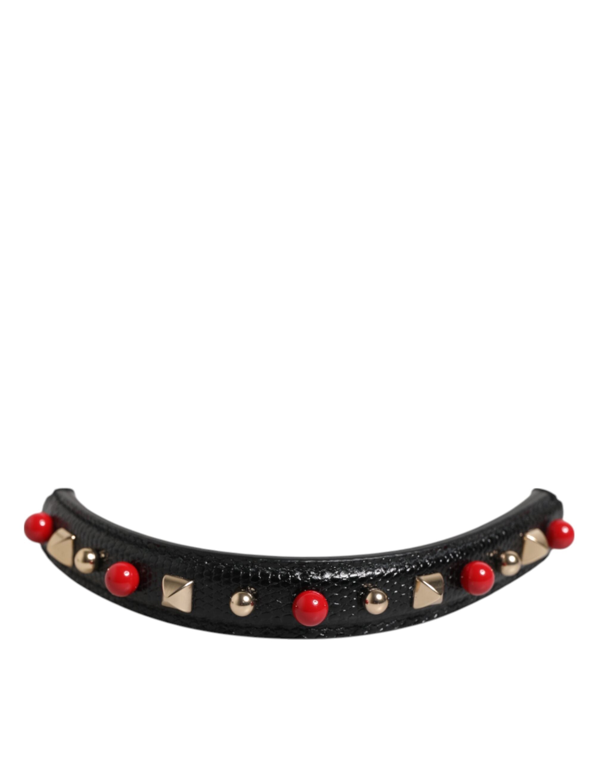 Dolce & Gabbana Black Embellished Leather Bag Handle Women Shoulder Strap Dolce & Gabbana