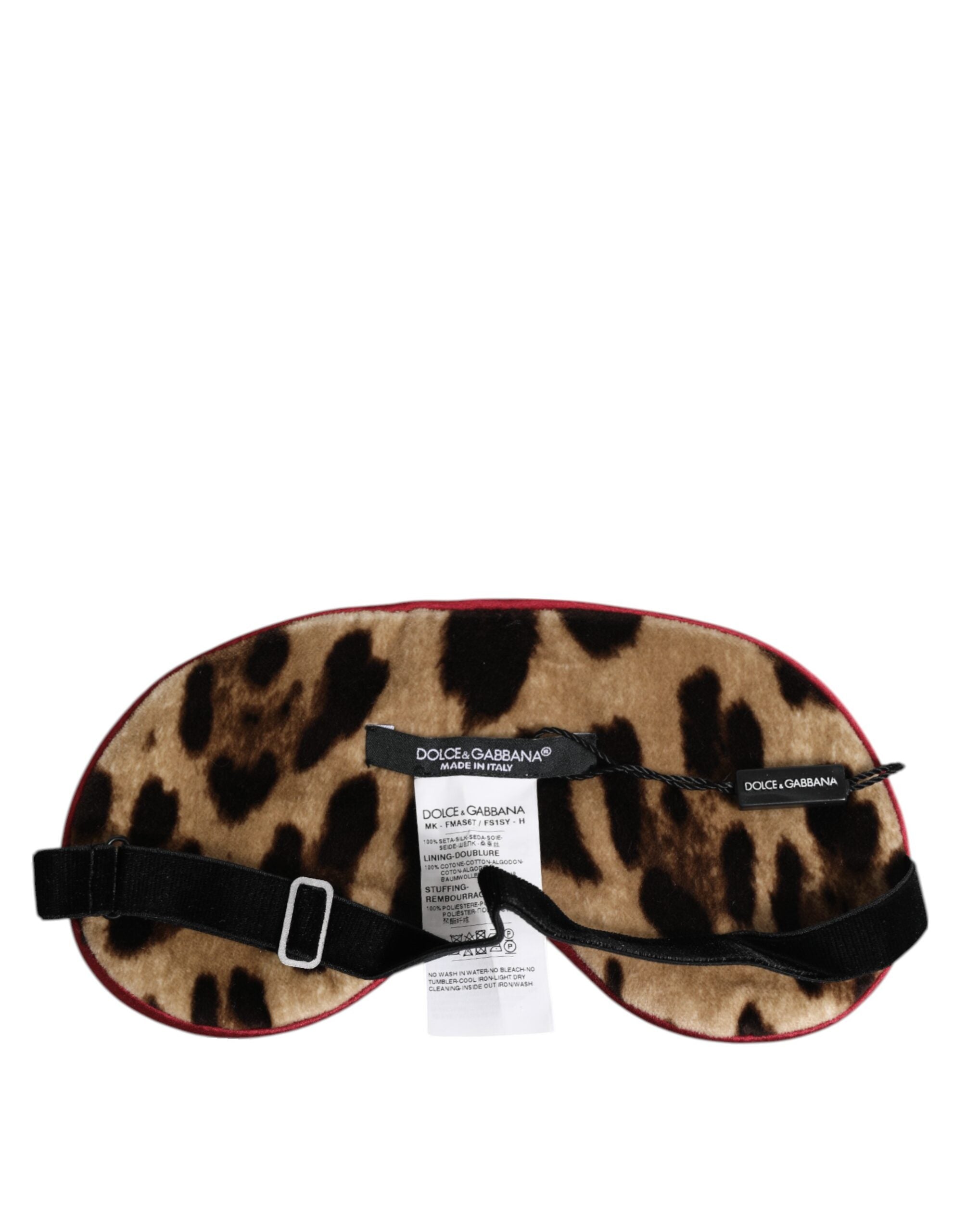 Dolce & Gabbana Brown Leopard Print Silk Women Accessory Sleep Eye Mask Dolce & Gabbana