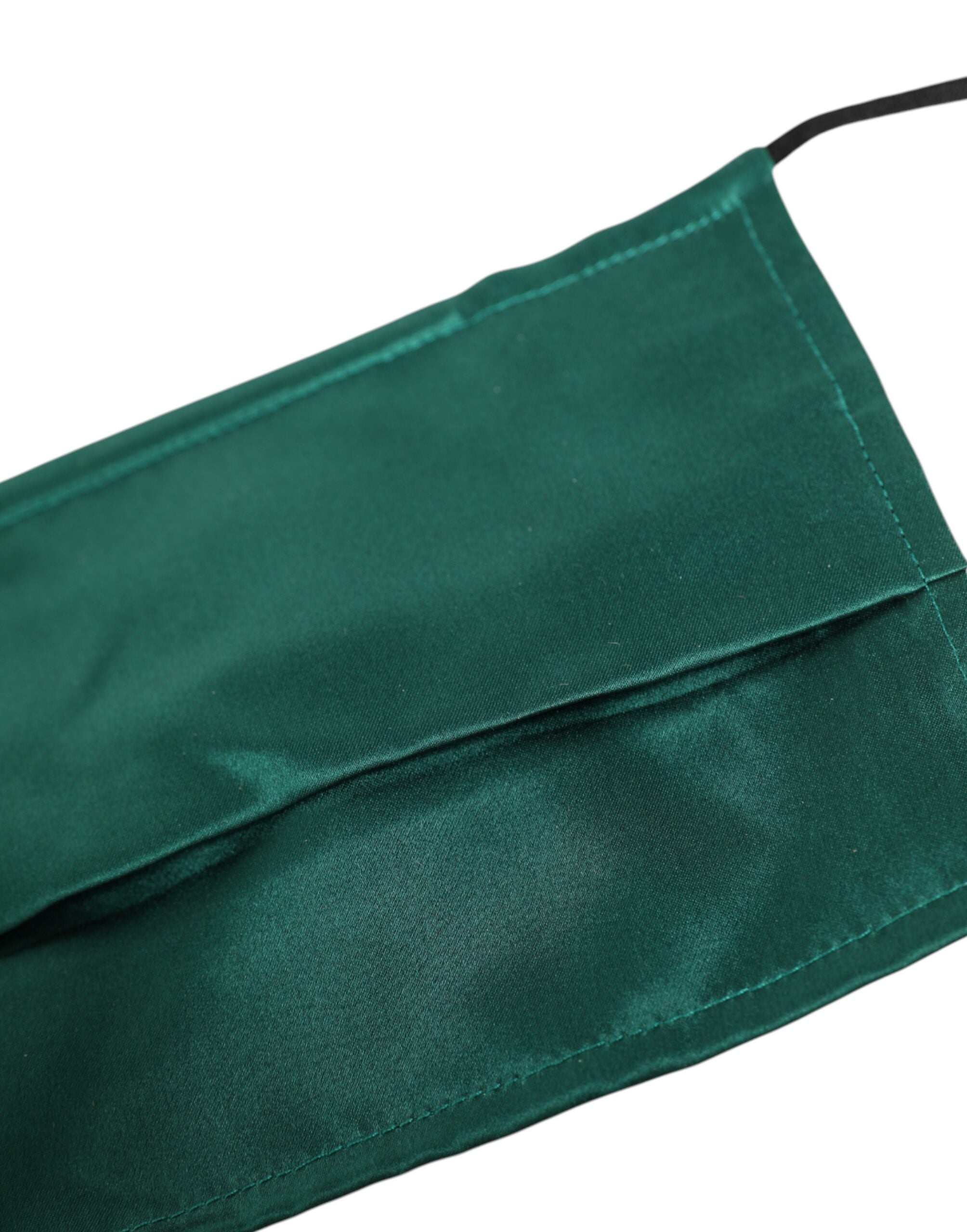 Dolce & Gabbana Green Silk Pleated Elastic Ear Strap Face Mask Dolce & Gabbana
