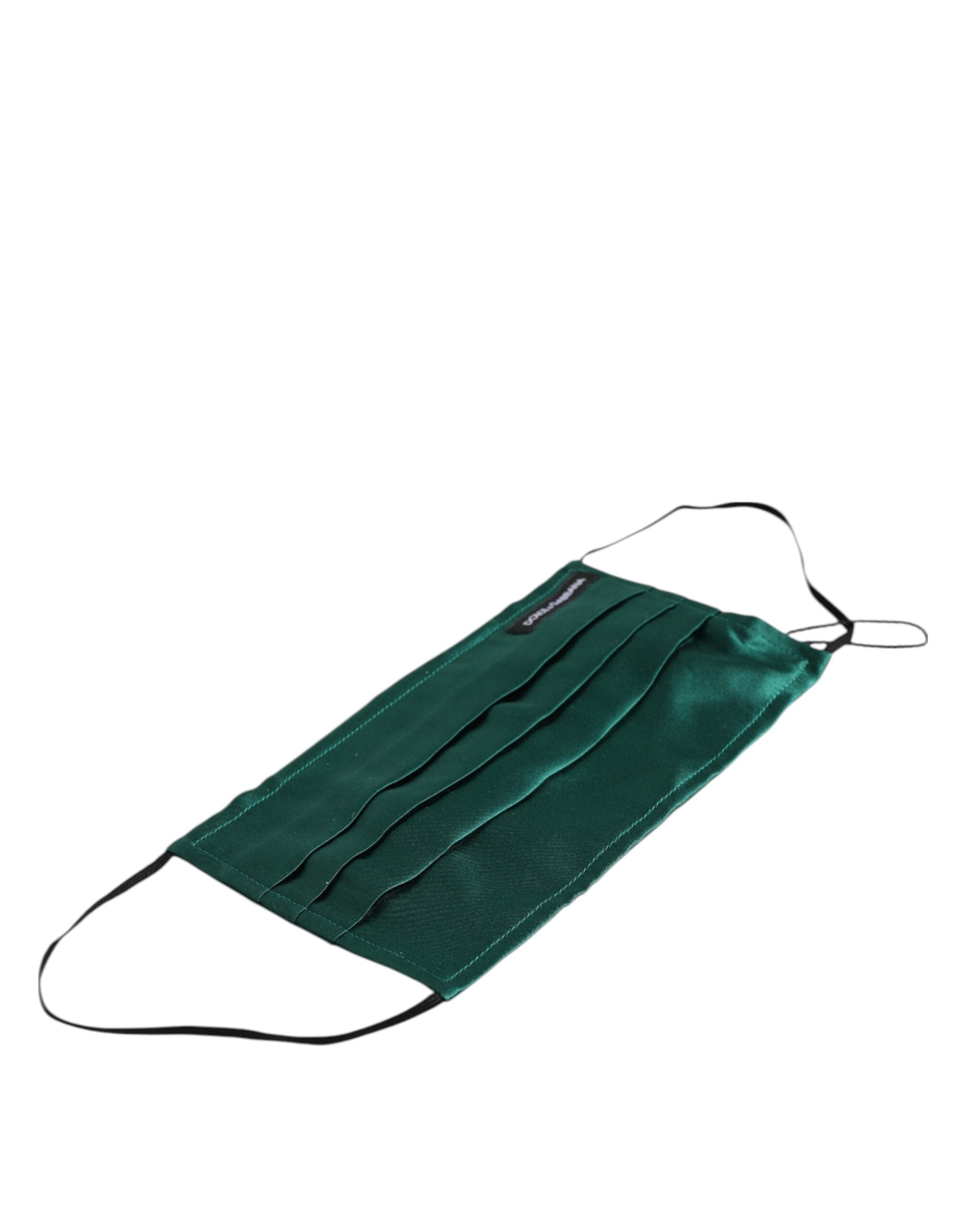 Dolce & Gabbana Green Silk Pleated Elastic Ear Strap Face Mask Dolce & Gabbana