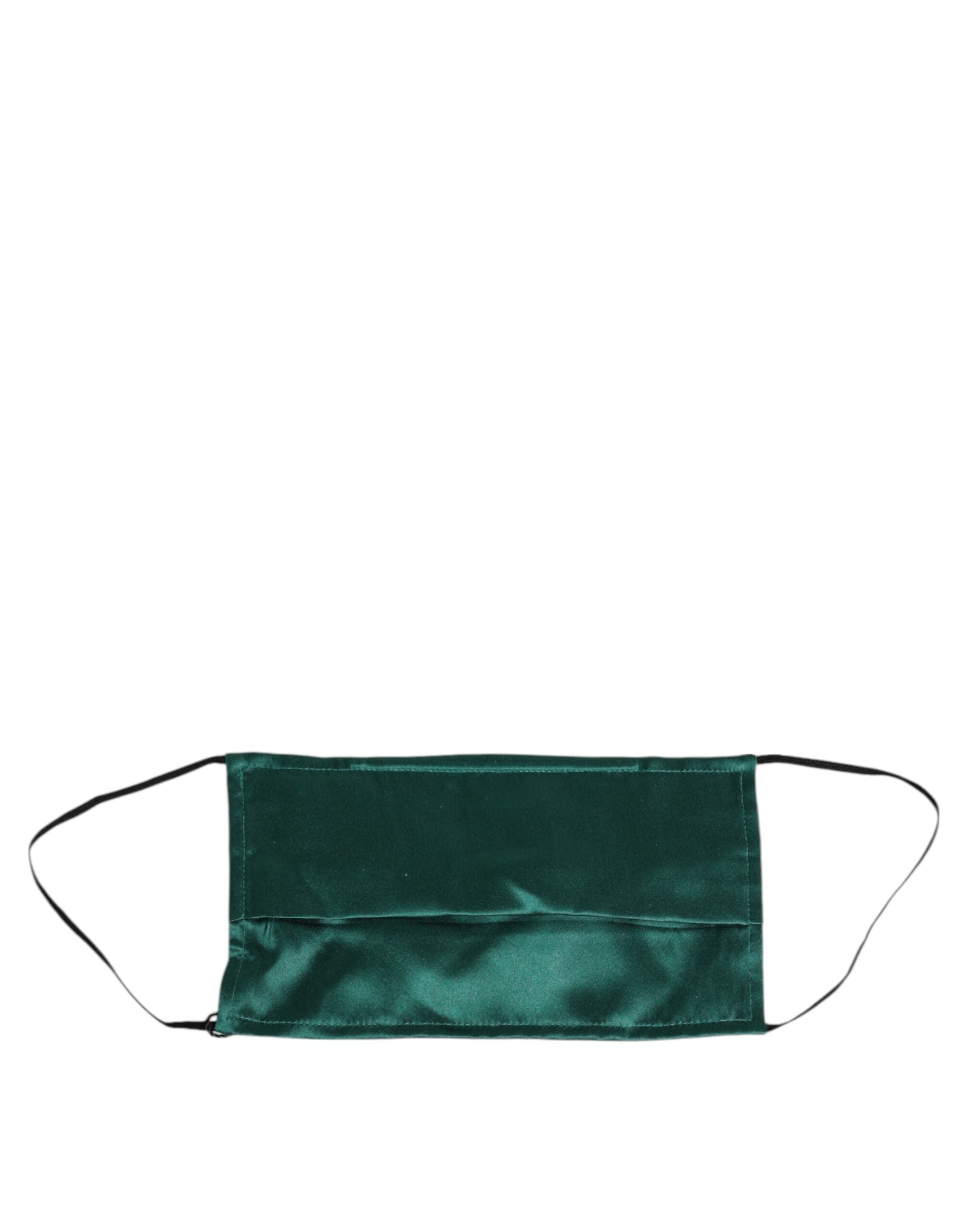 Dolce & Gabbana Green Silk Pleated Elastic Ear Strap Face Mask Dolce & Gabbana