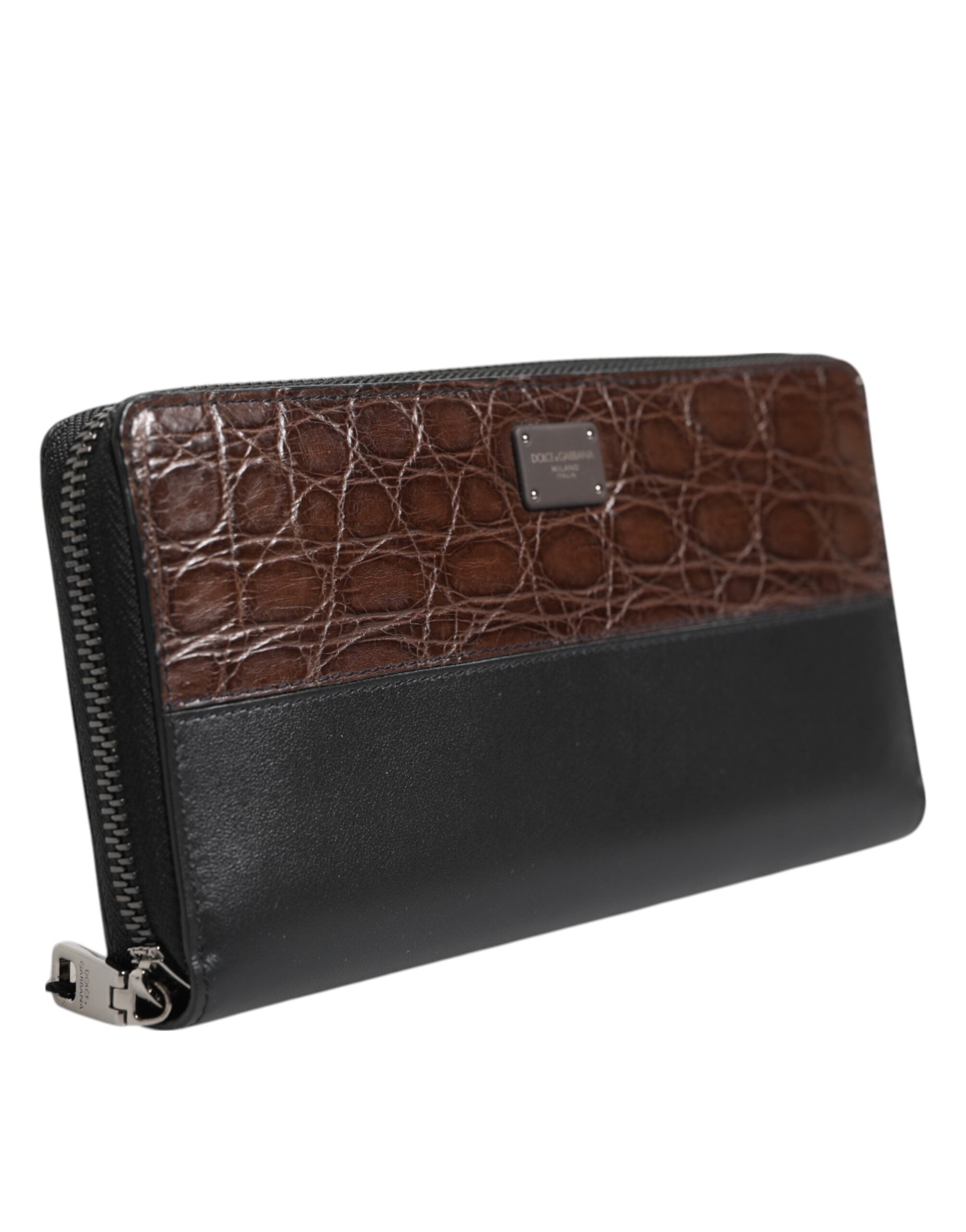 Dolce & Gabbana Black Brown Exotic Leather Men Continental Clutch Wallet Dolce & Gabbana