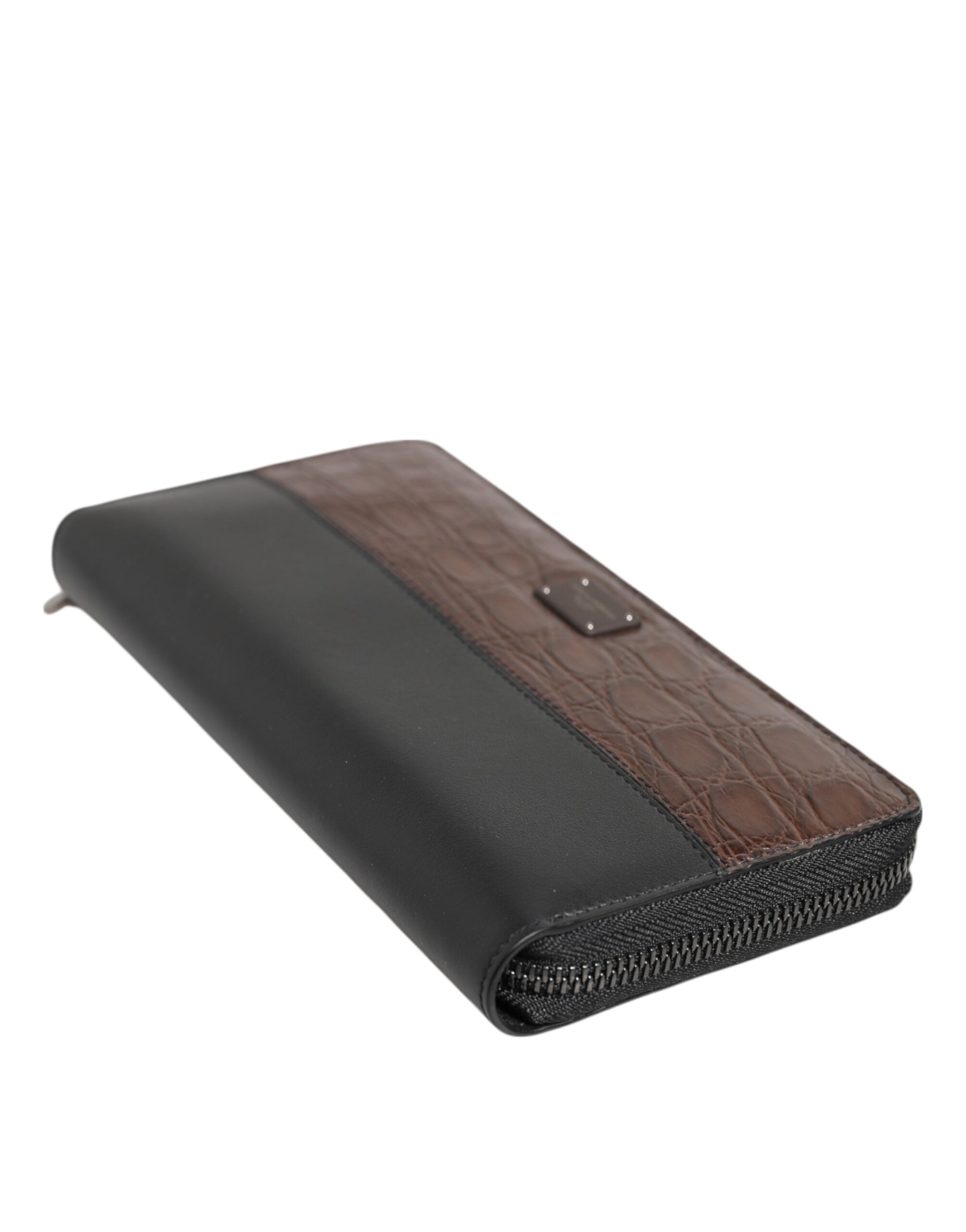 Dolce & Gabbana Black Brown Exotic Leather Men Continental Clutch Wallet Dolce & Gabbana