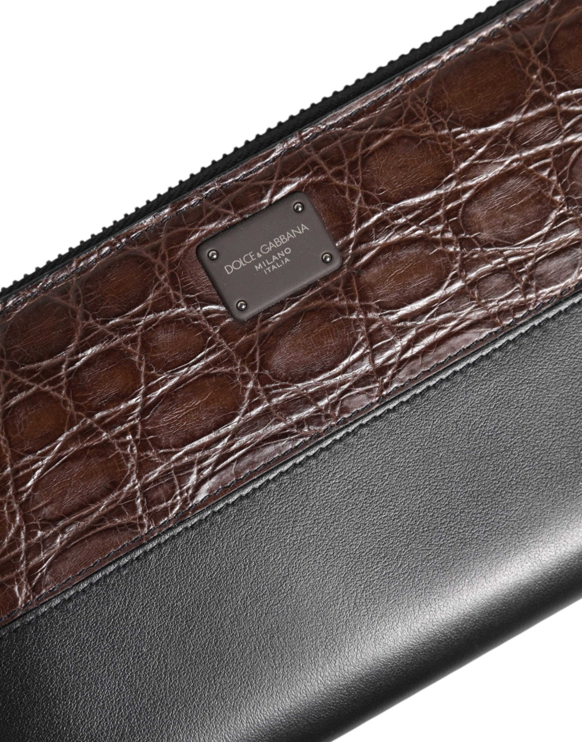 Dolce & Gabbana Black Brown Exotic Leather Men Continental Clutch Wallet Dolce & Gabbana