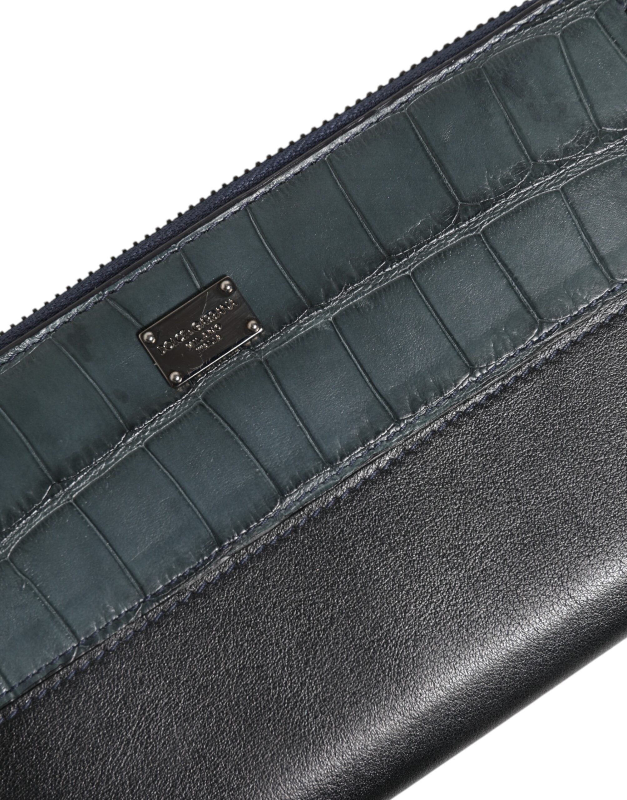 Dolce & Gabbana Black Blue Exotic Leather Men Continental Clutch Wallet Dolce & Gabbana