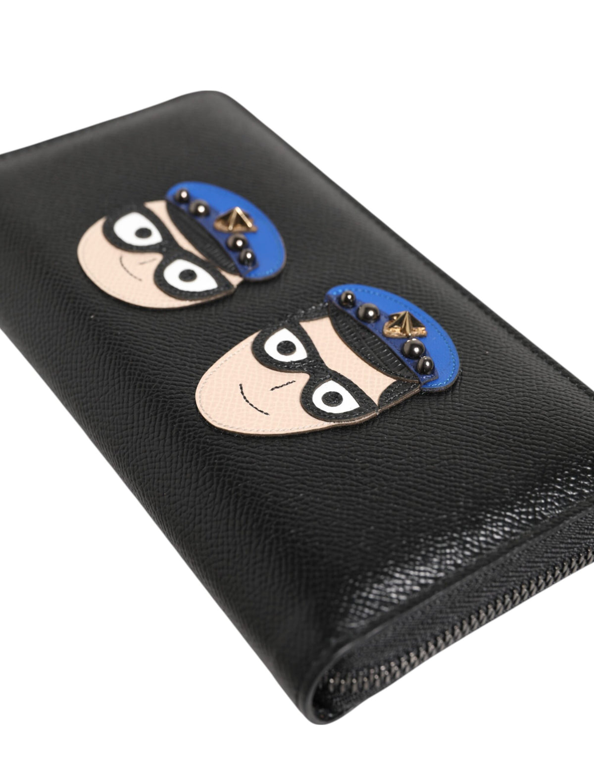 Dolce & Gabbana Black Leather #DGFAMILY Zipper Continental Mens Wallet