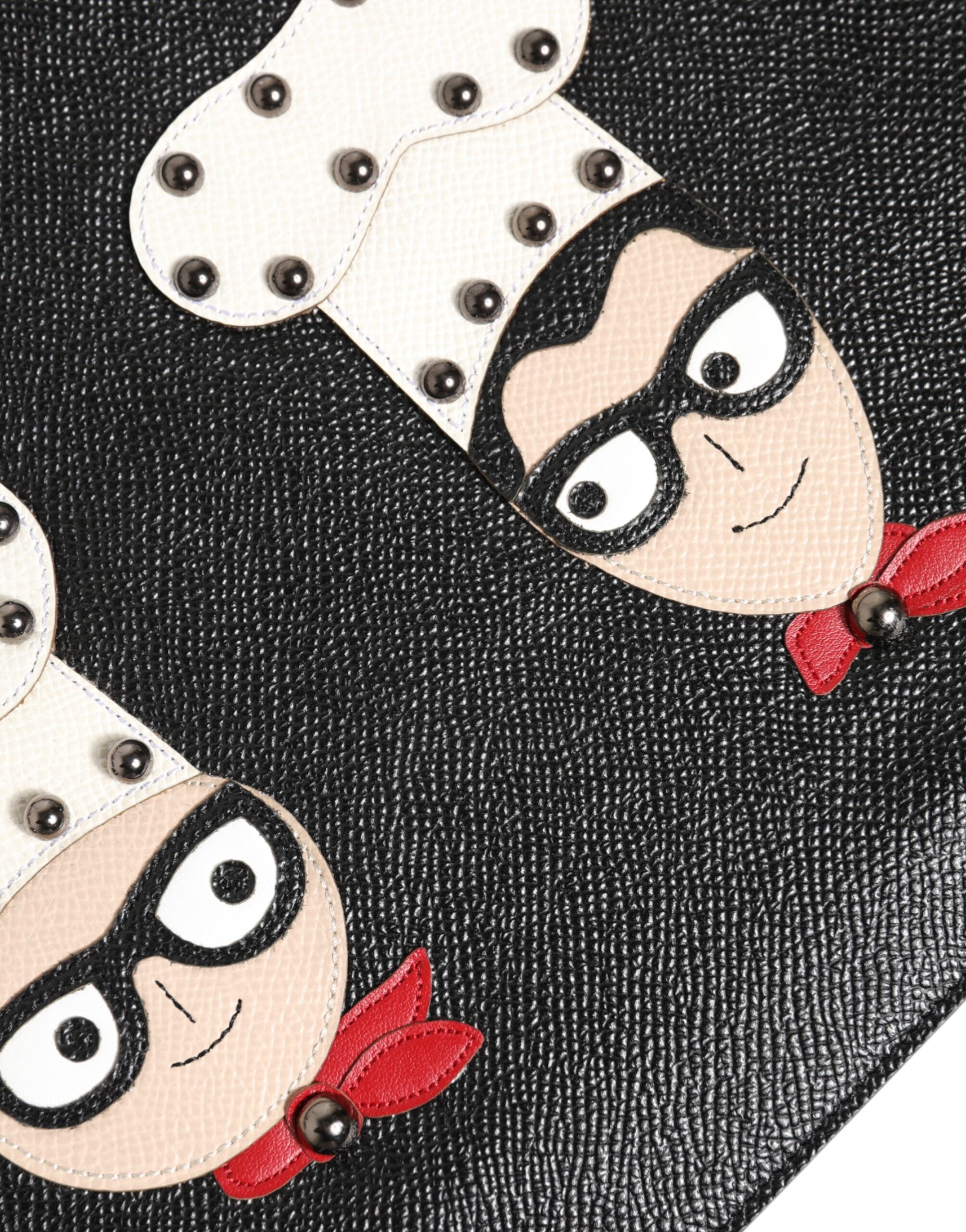 Dolce & Gabbana Black Leather #DGFAMILY Embellished Men Clutch Pouch Bag Dolce & Gabbana
