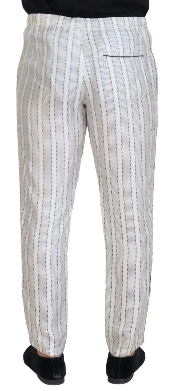 Dolce & Gabbana White Stripes Silk Lounge Trouser Pants Dolce & Gabbana