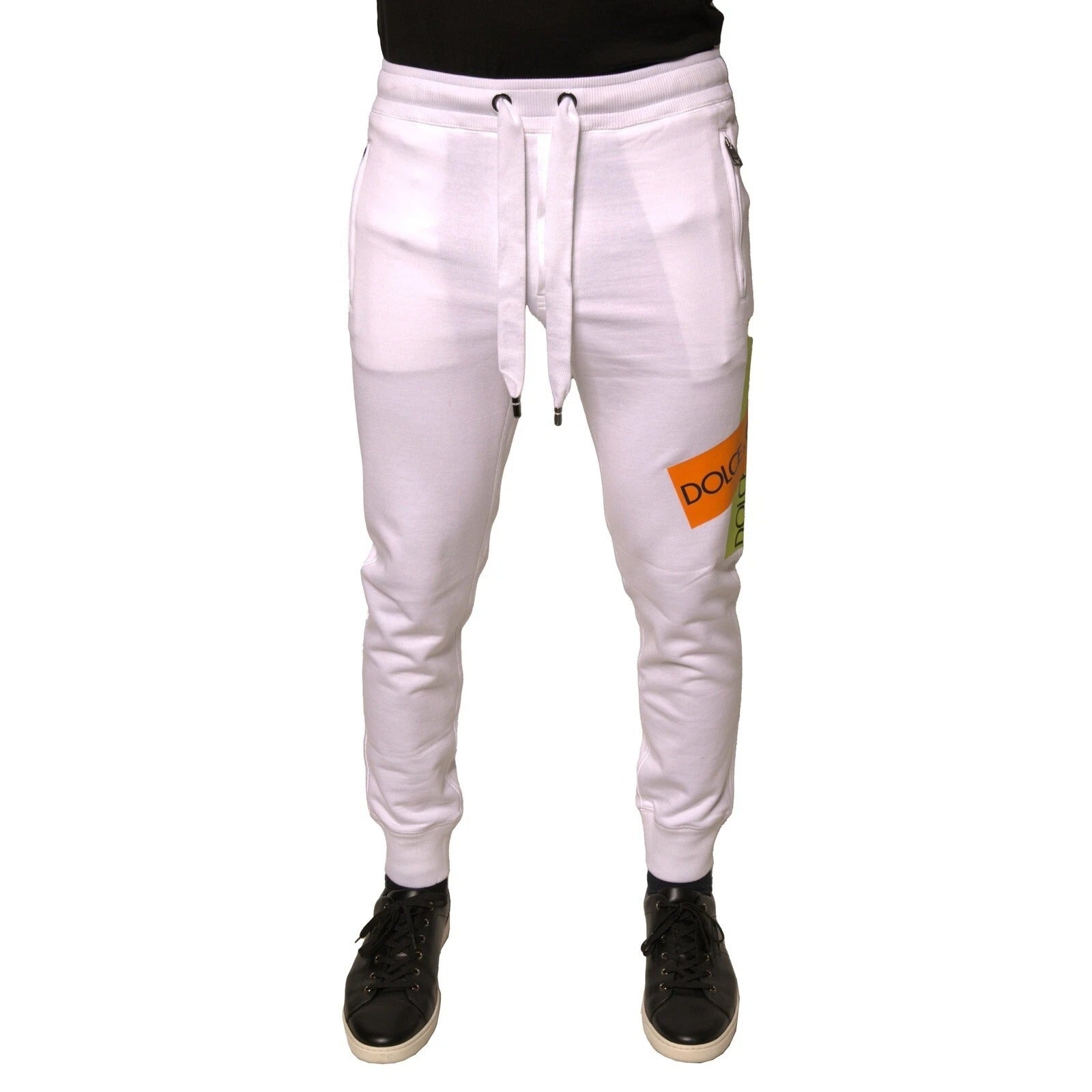 Dolce & Gabbana White Logo Tape Jogger Cotton Sweatpant Pants Dolce & Gabbana