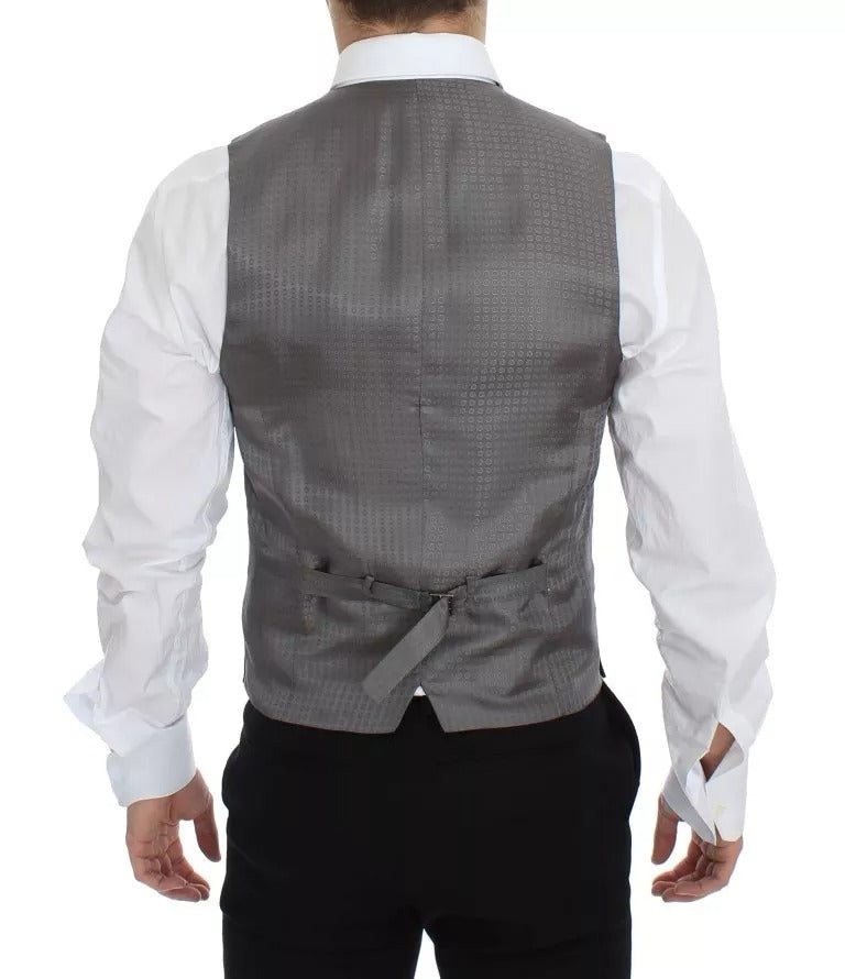 Dolce & Gabbana Gray Striped Formal Dress Gilet Vest Dolce & Gabbana
