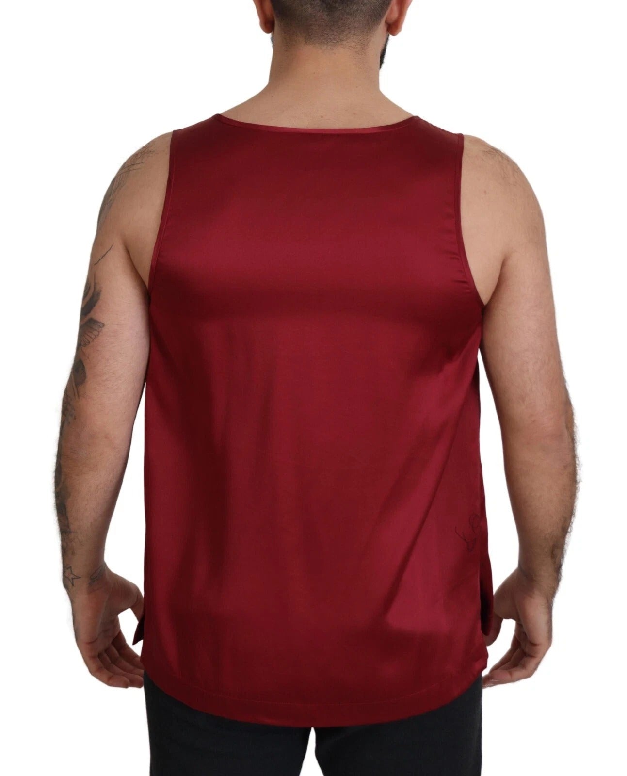 Dolce & Gabbana Red Round Neck Sleeveless Silk T-shirt Dolce & Gabbana