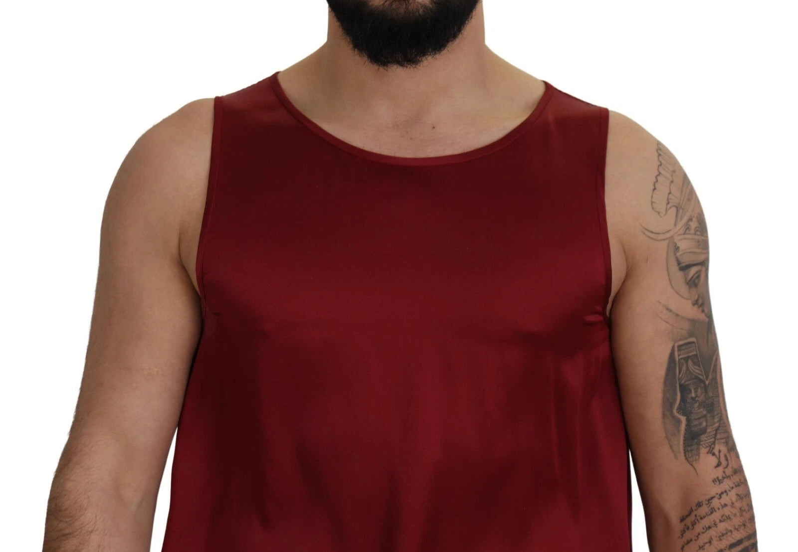 Dolce & Gabbana Red Round Neck Sleeveless Silk T-shirt Dolce & Gabbana