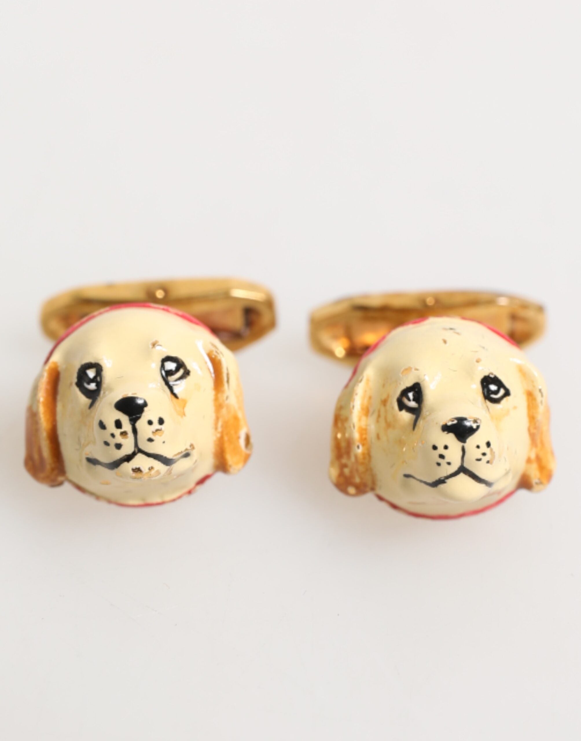 Dolce & Gabbana Brass Gold Tone Dog Puppy Men's Accessories Cufflink Dolce & Gabbana