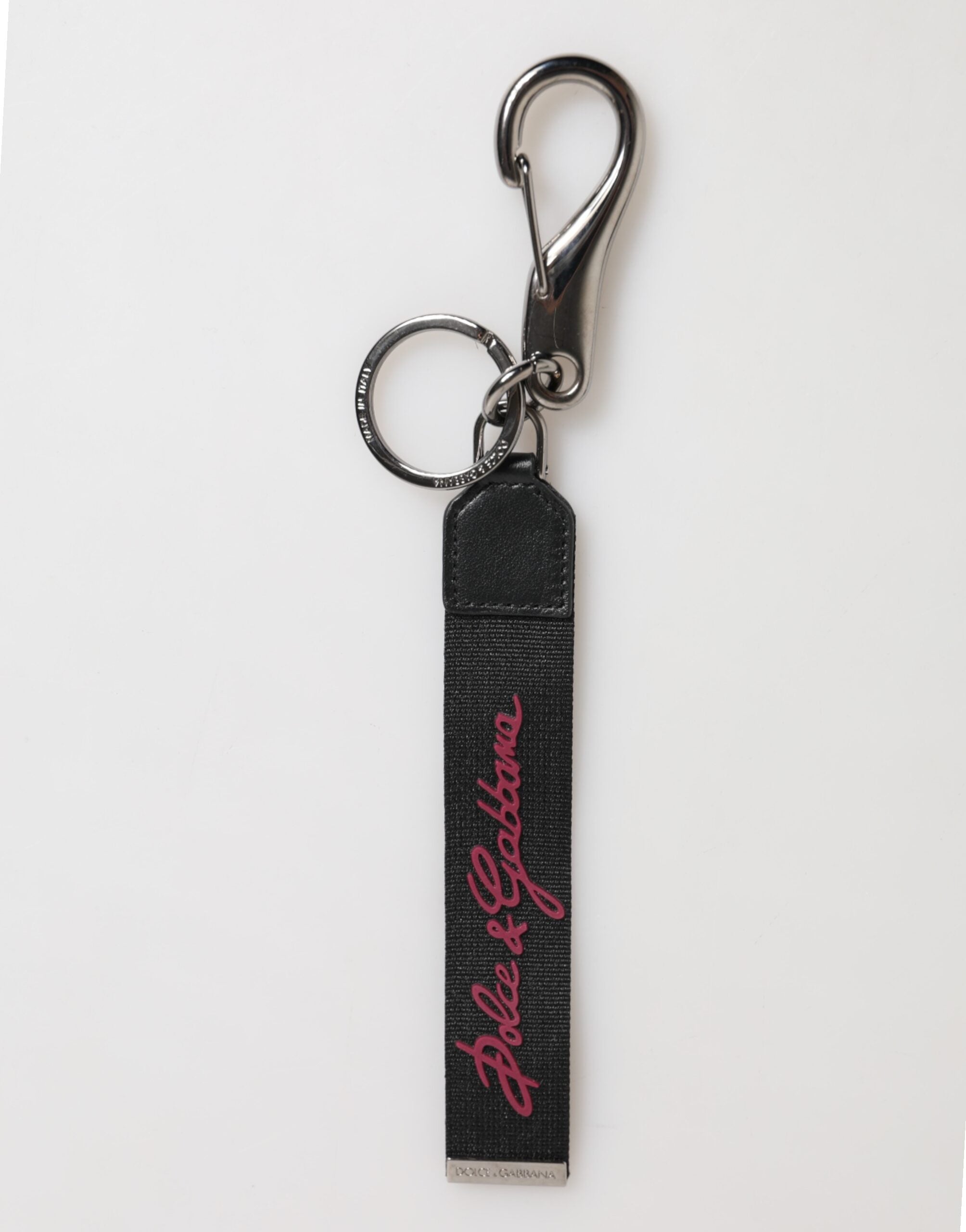 Dolce & Gabbana Black Burgundy Polyester DG Logo Men Keychain Keyring Dolce & Gabbana