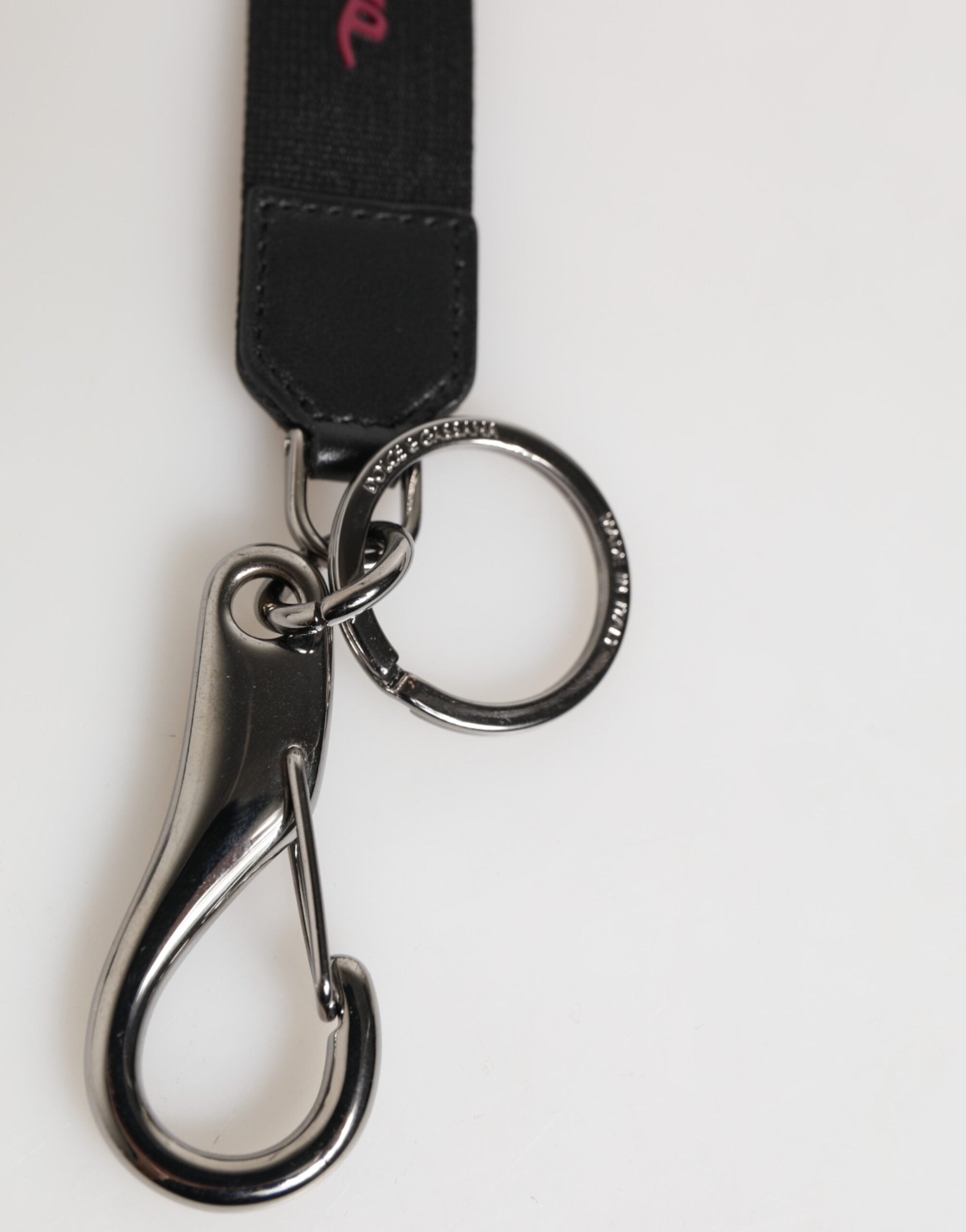 Dolce & Gabbana Black Burgundy Polyester DG Logo Men Keychain Keyring Dolce & Gabbana