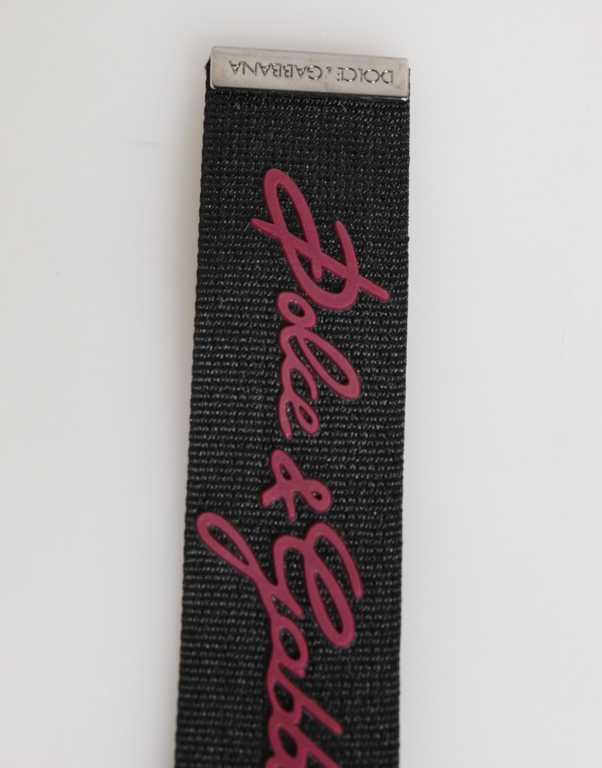 Dolce & Gabbana Black Burgundy Polyester DG Logo Men Keychain Keyring Dolce & Gabbana