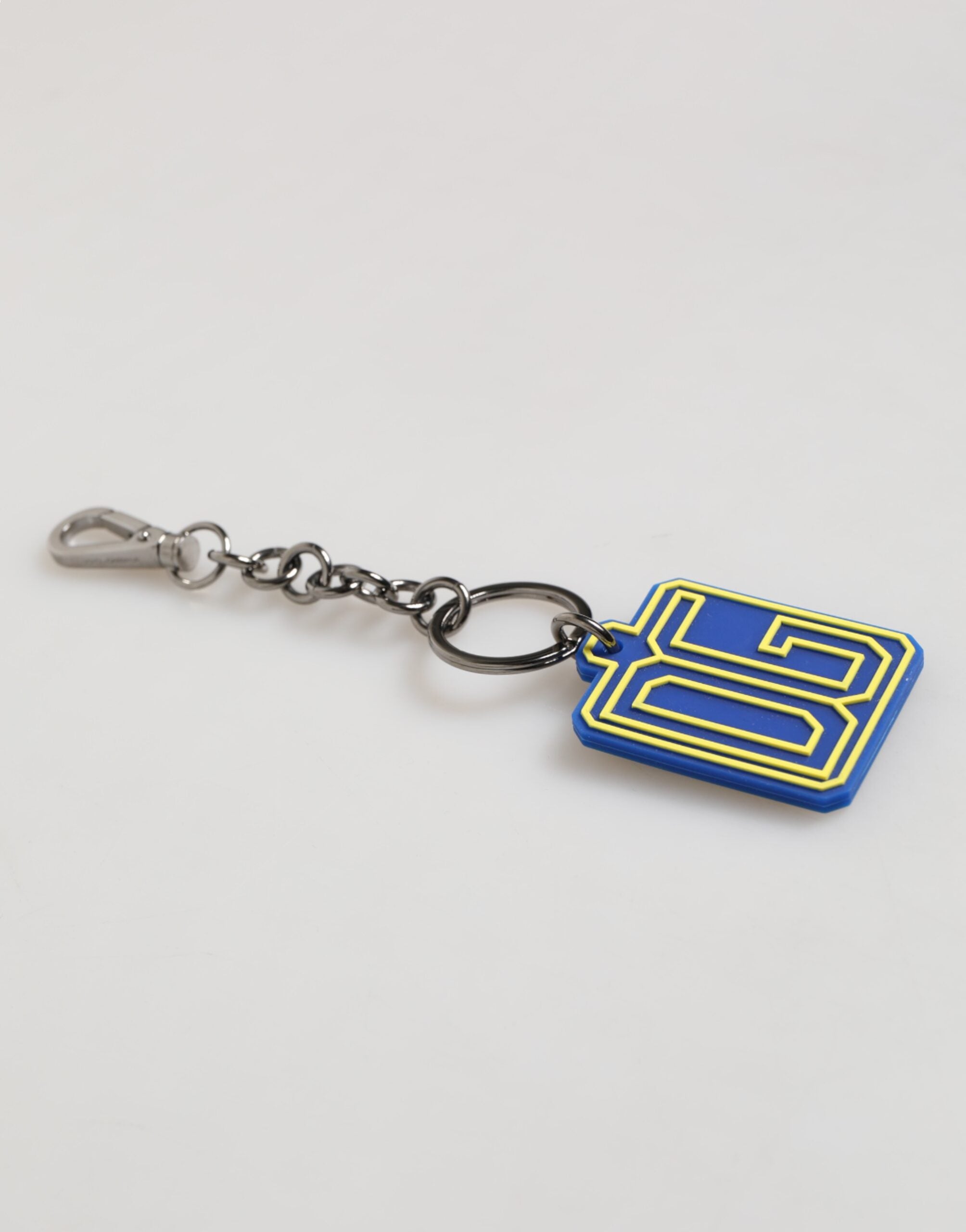 Dolce & Gabbana Blue Yellow DG Rubber Logo Silver Men Keychain Keyring Dolce & Gabbana