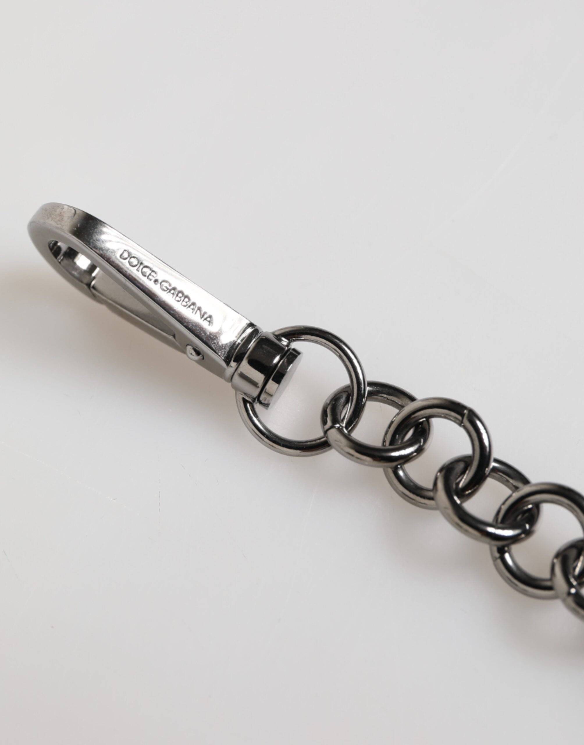 Dolce & Gabbana Blue Yellow DG Rubber Logo Silver Men Keychain Keyring Dolce & Gabbana