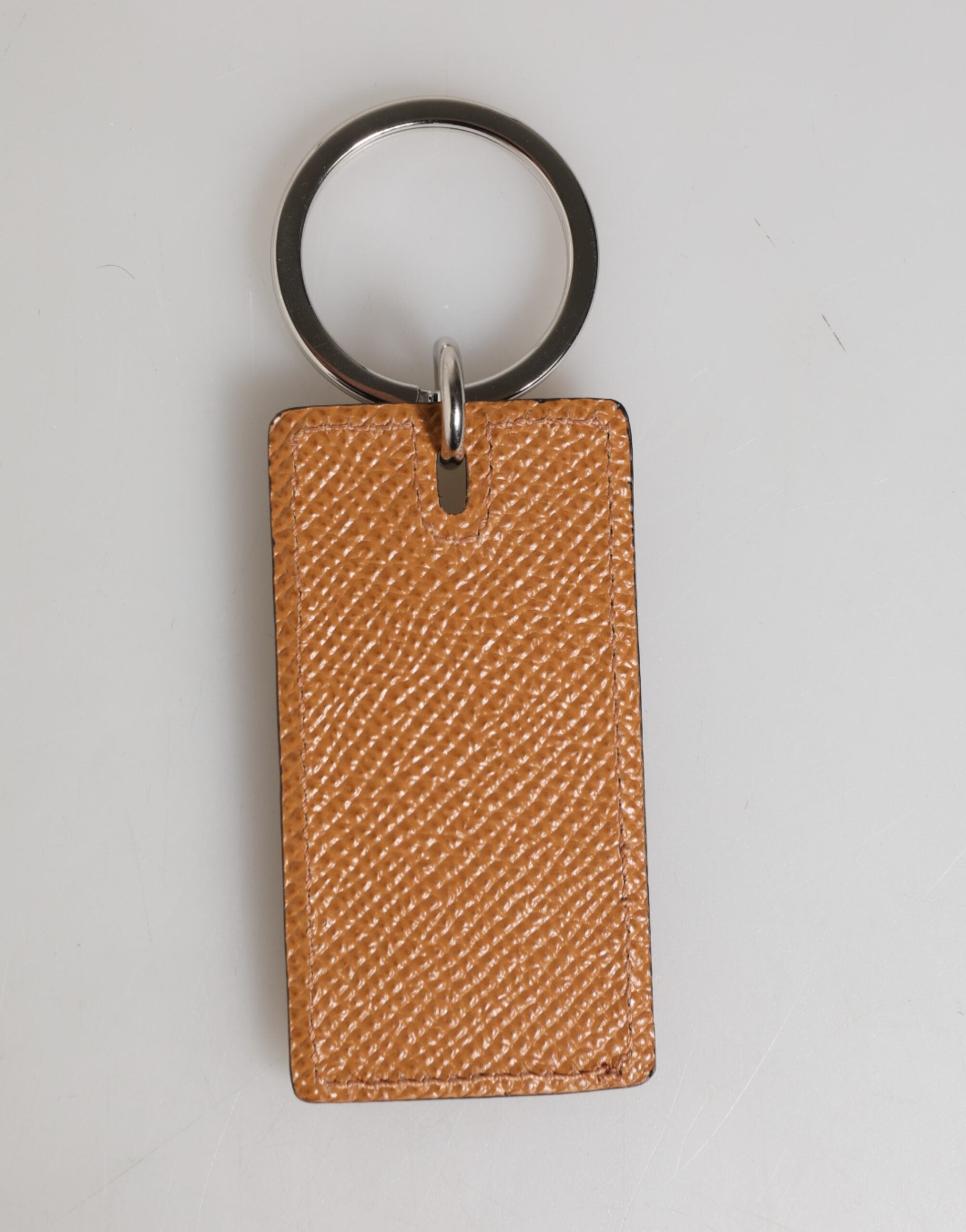 Dolce & Gabbana Brown Leather Logo Metal Ring Keychain Holder Men Keyring Dolce & Gabbana