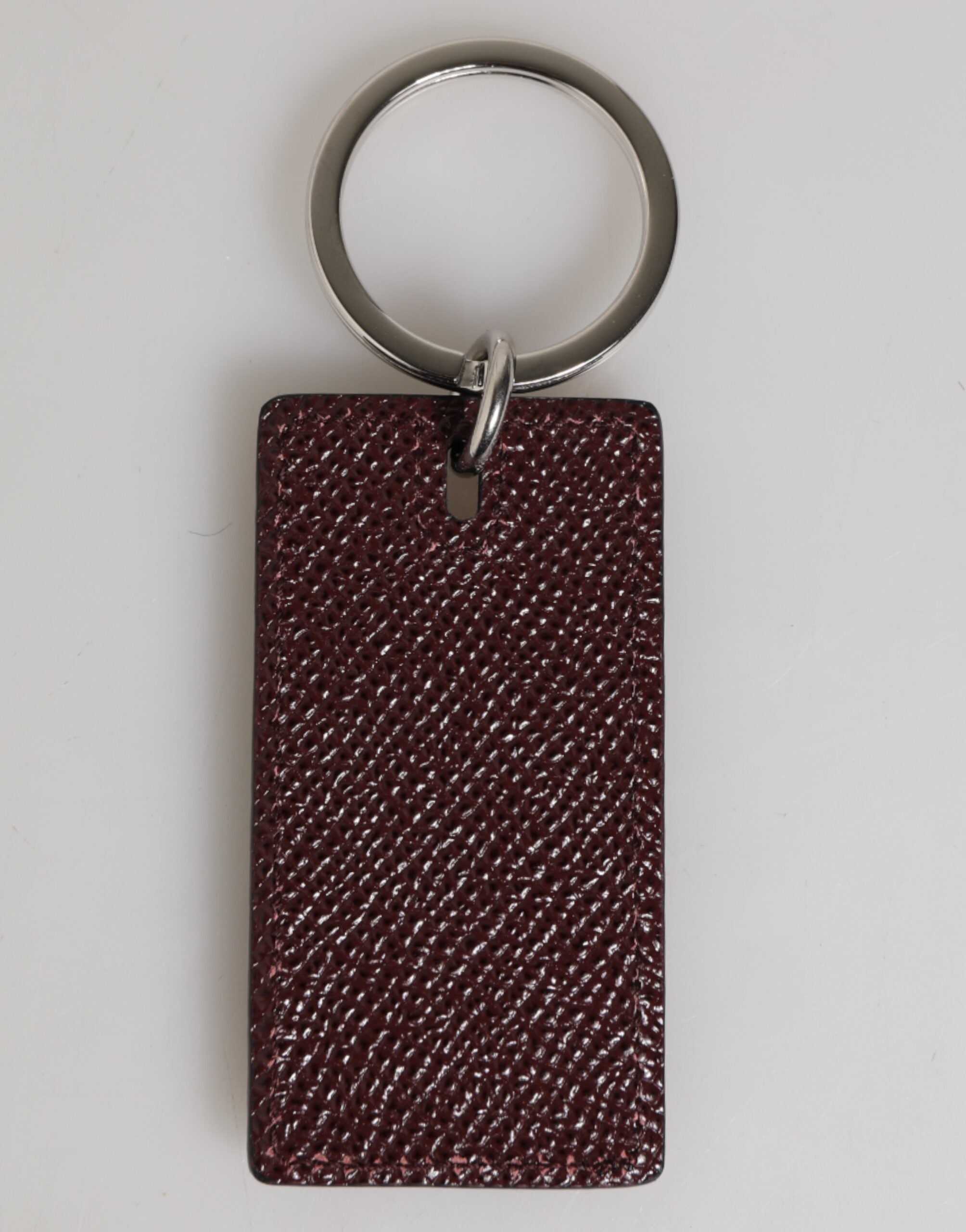 Dolce & Gabbana Bordeaux Leather Logo Metal Ring Men Keychain Keyring Dolce & Gabbana