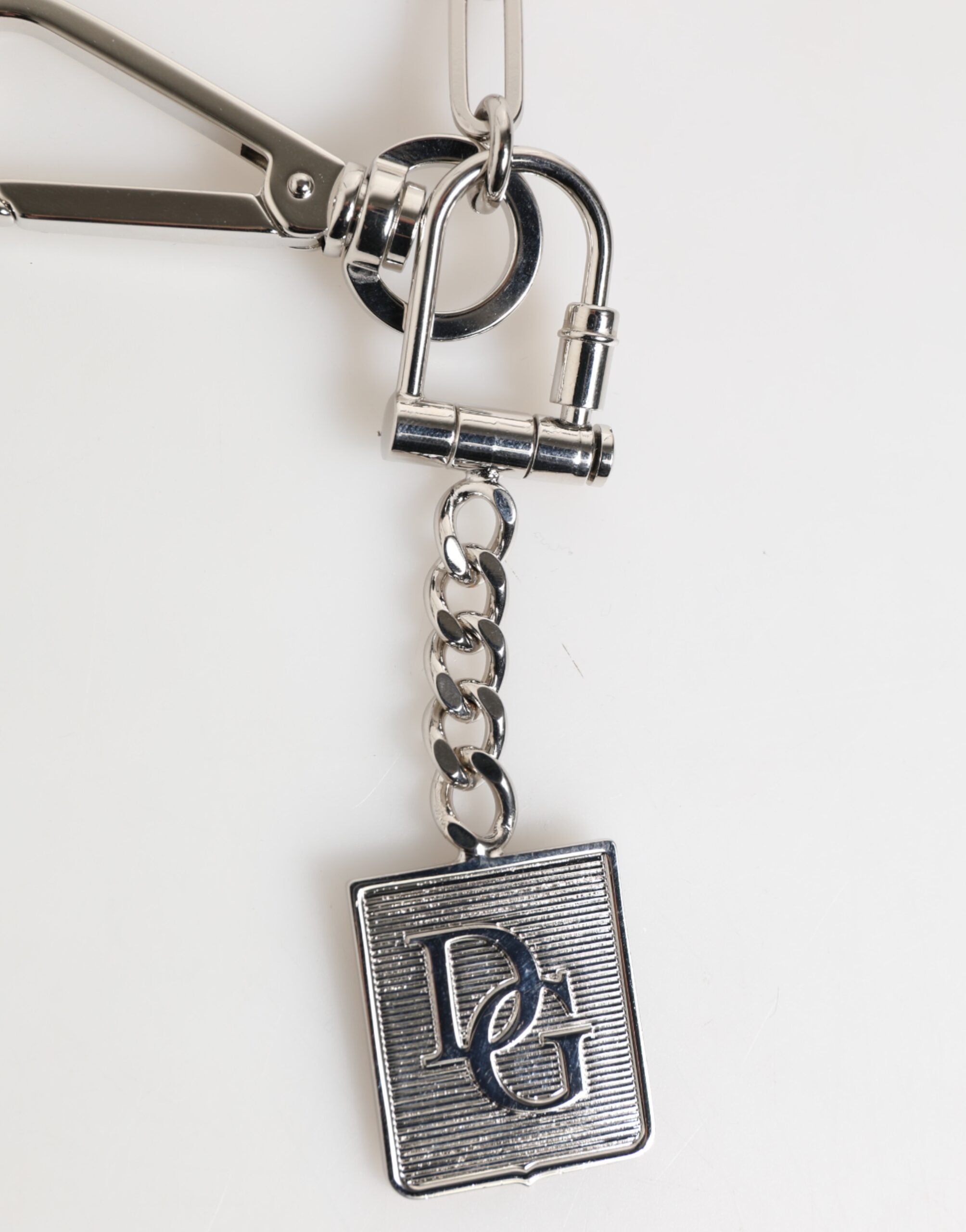 Dolce & Gabbana Silver Tone Metal Chain DG Logo Pendant Men Necklace Dolce & Gabbana