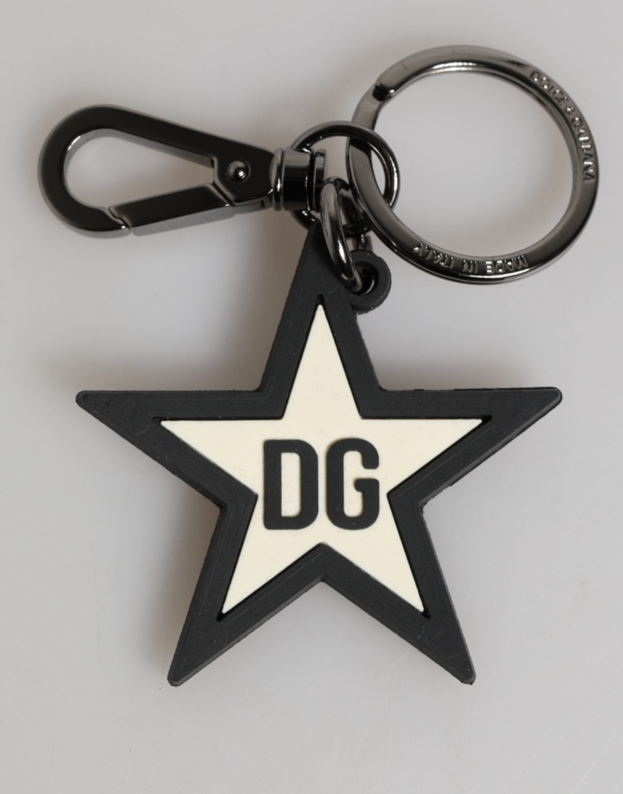 Dolce & Gabbana White Black DG Logo Star Rubber Men's Keychain Keyring Dolce & Gabbana