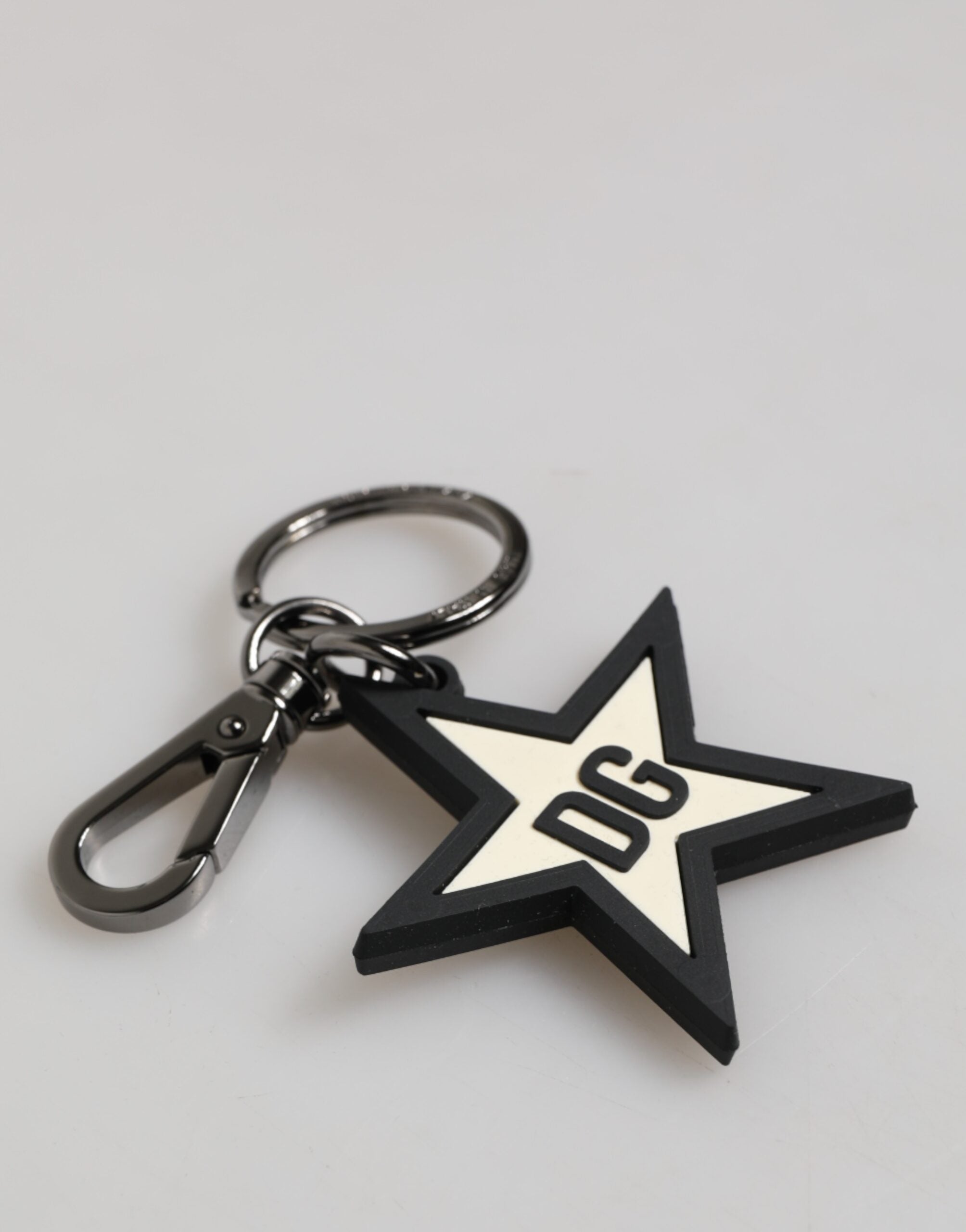 Dolce & Gabbana White Black DG Logo Star Rubber Men's Keychain Keyring Dolce & Gabbana