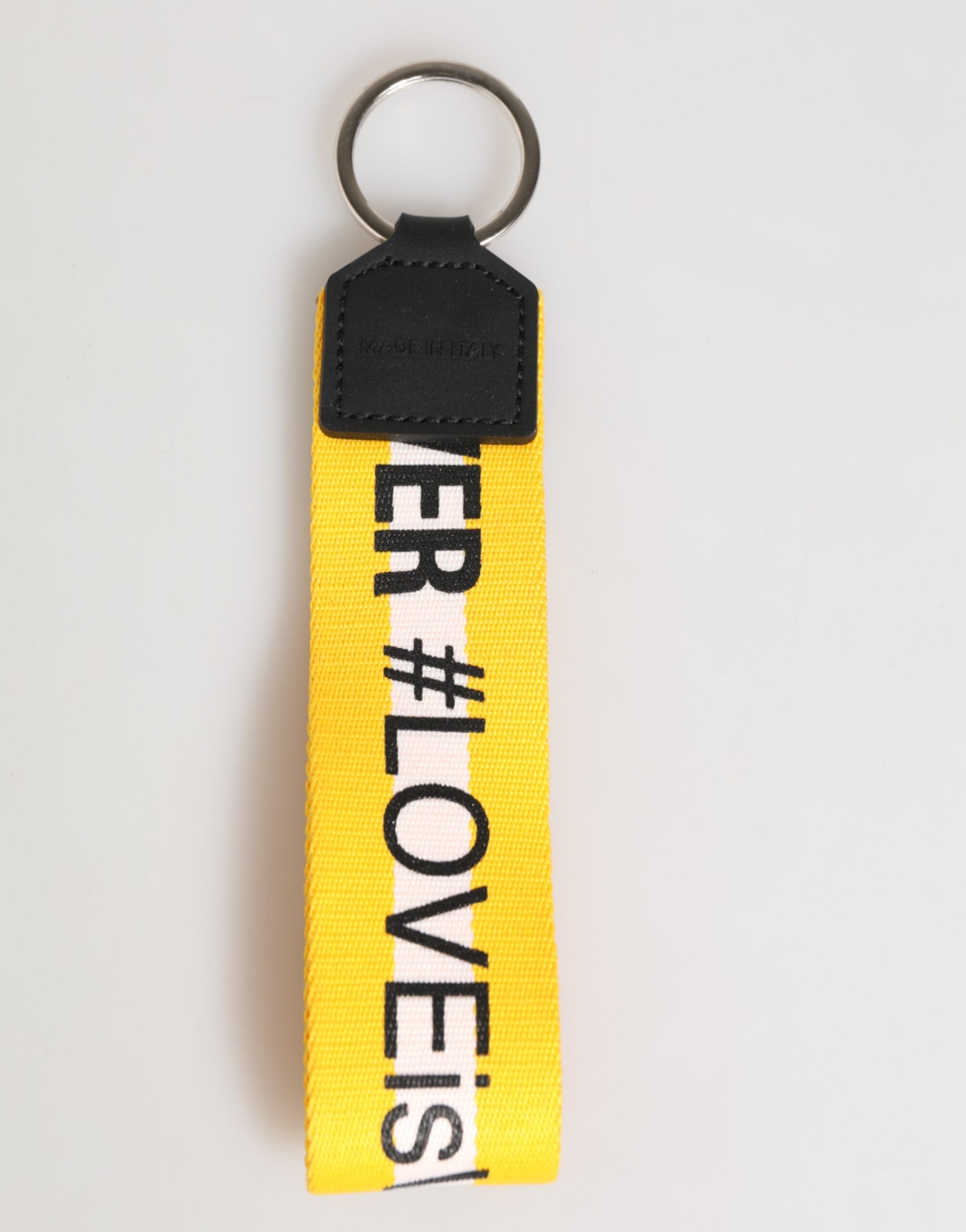 Dolce & Gabbana Yellow Logo Polyester Silver Brass Holder Keychain Keyring Dolce & Gabbana