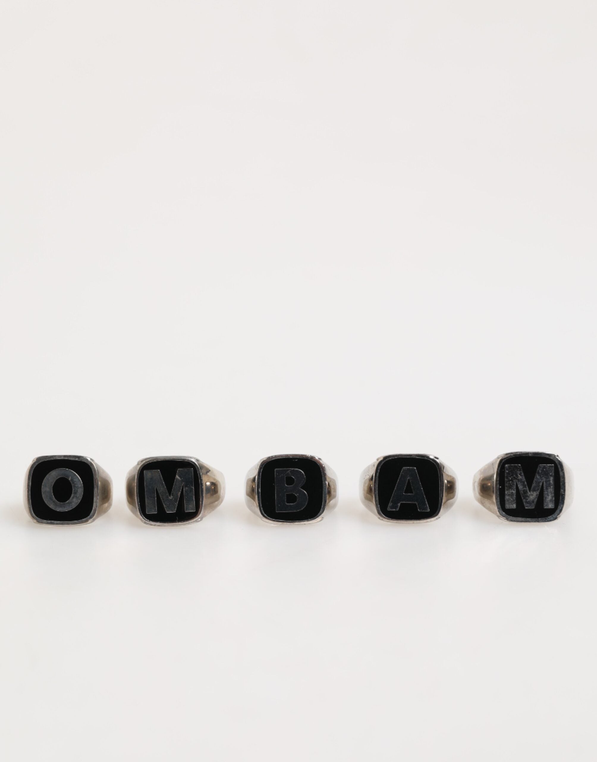 Dolce & Gabbana Silver Tone Brass Lettering Set 5 Pieces Adjustable Ring Dolce & Gabbana