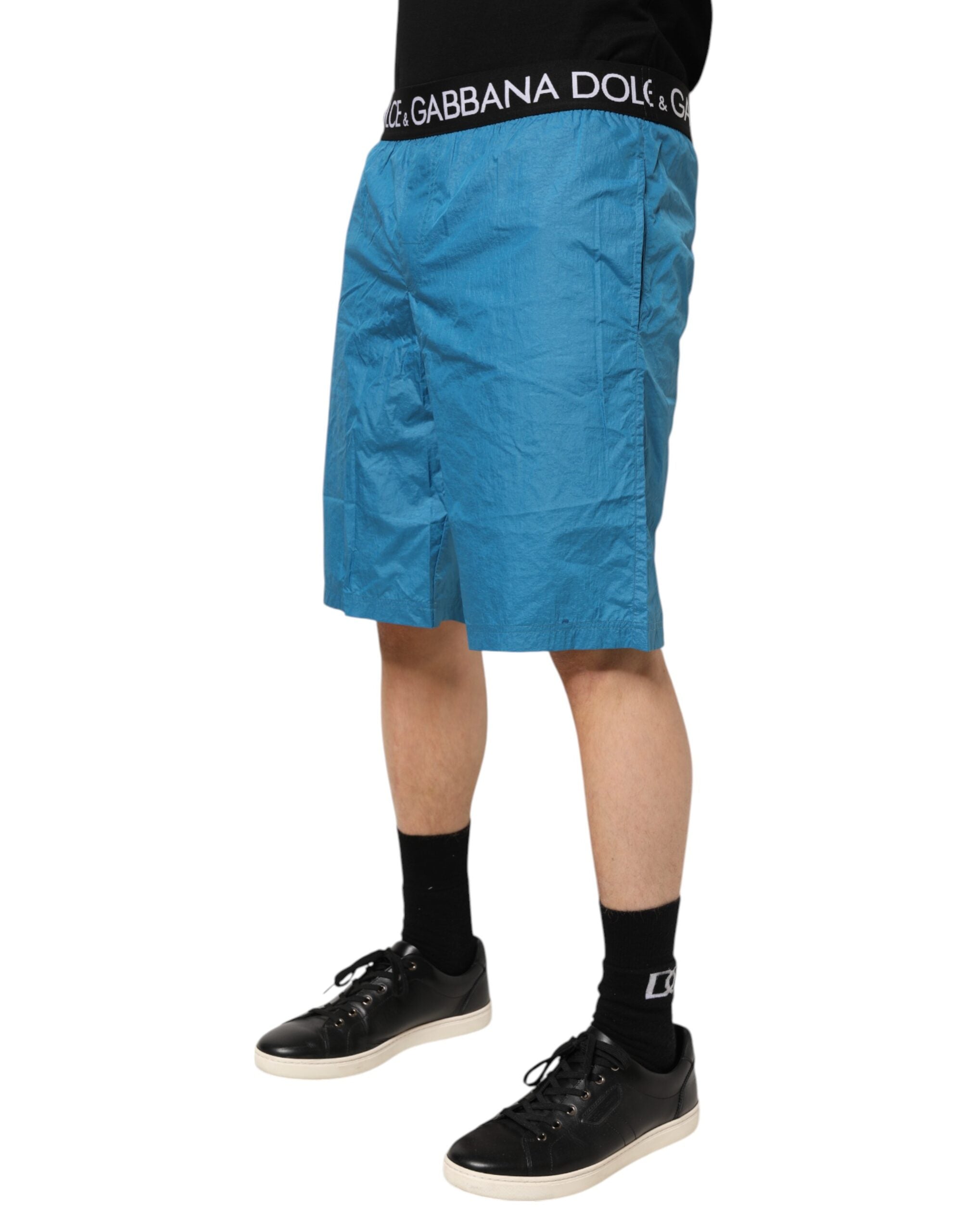Dolce & Gabbana Blue Logo Waistband Beachwear Shorts Swimwear Dolce & Gabbana