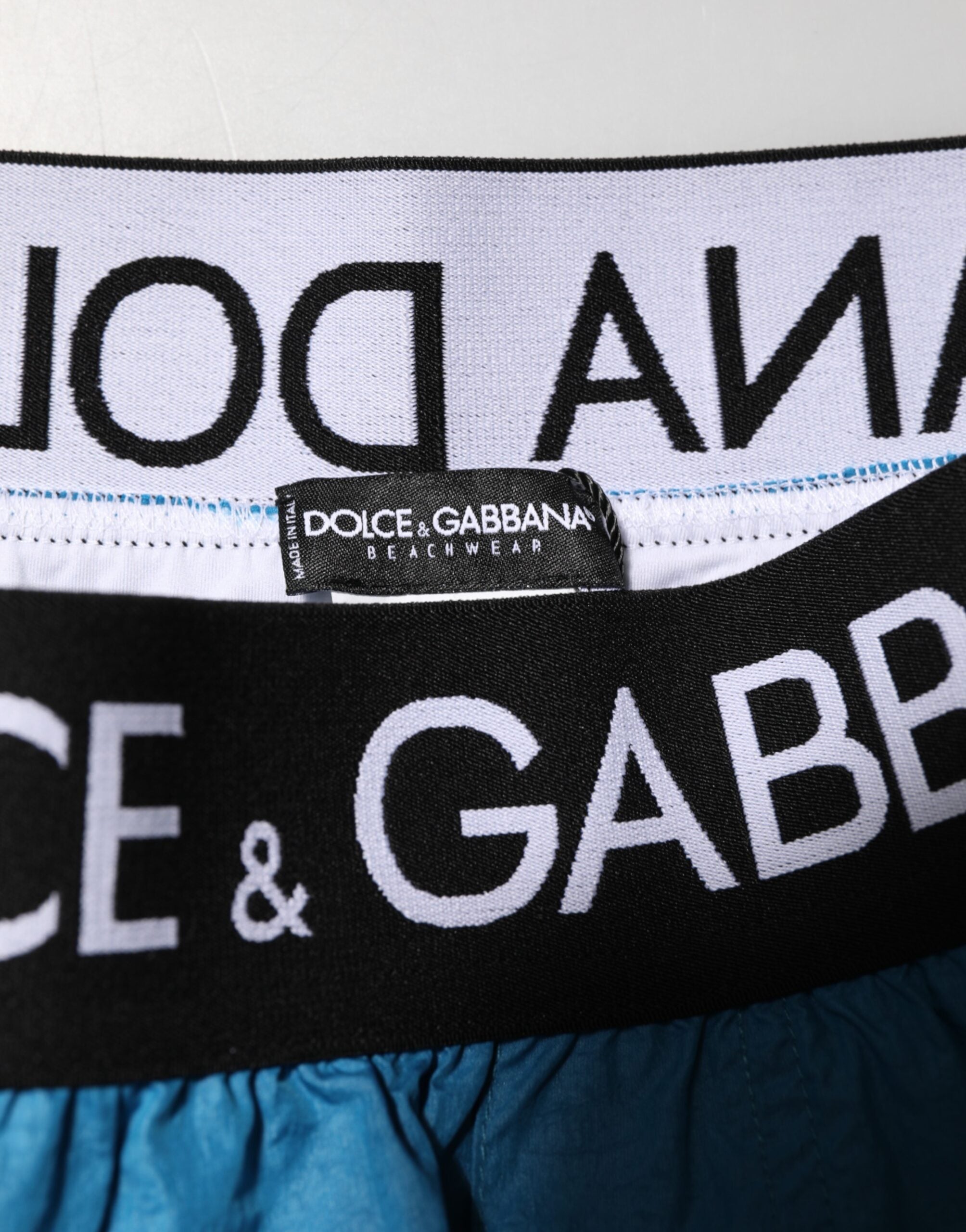 Dolce & Gabbana Blue Logo Waistband Beachwear Shorts Swimwear Dolce & Gabbana