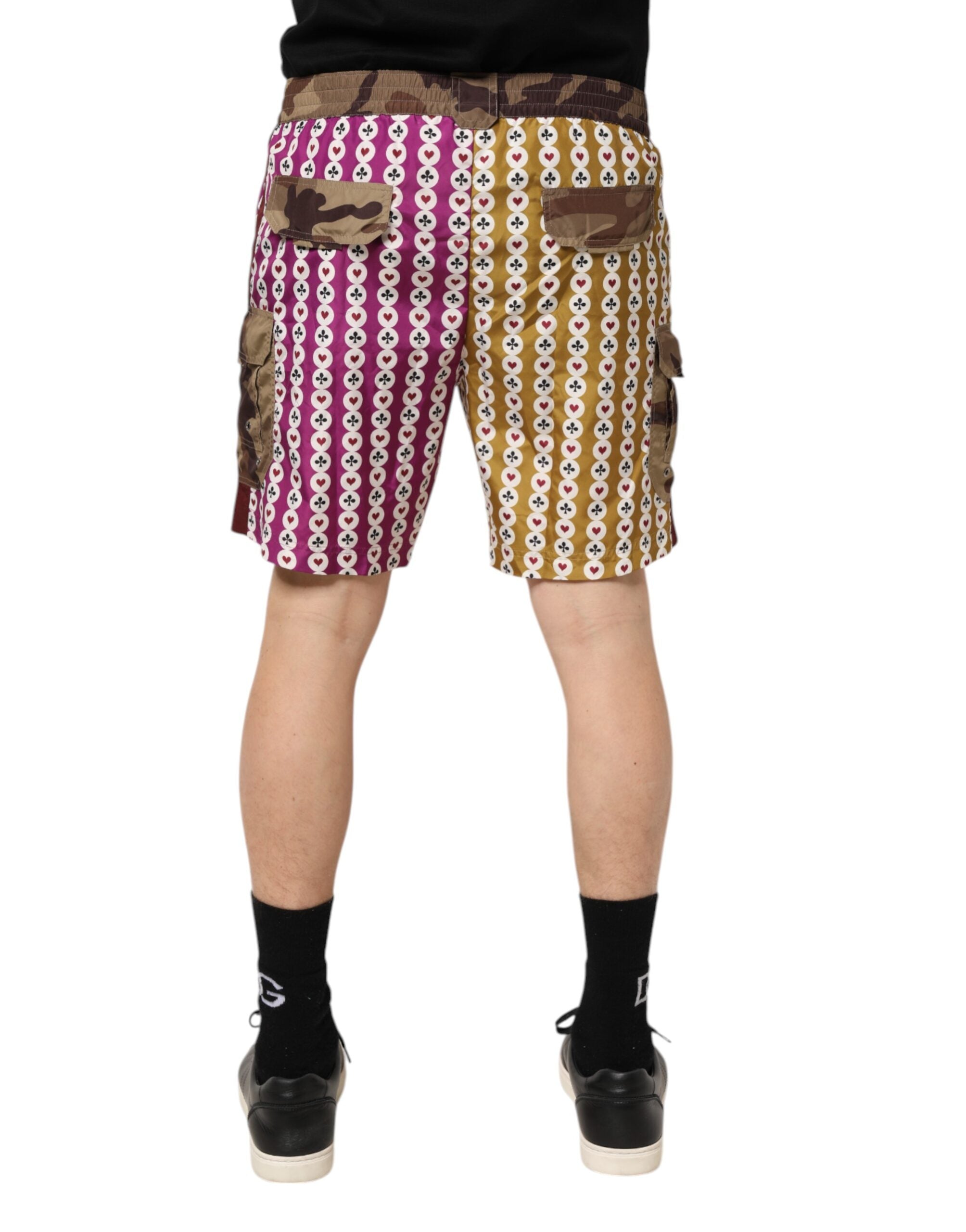 Dolce & Gabbana Multicolor Playing Card Camouflage Shorts Swimwear Dolce & Gabbana