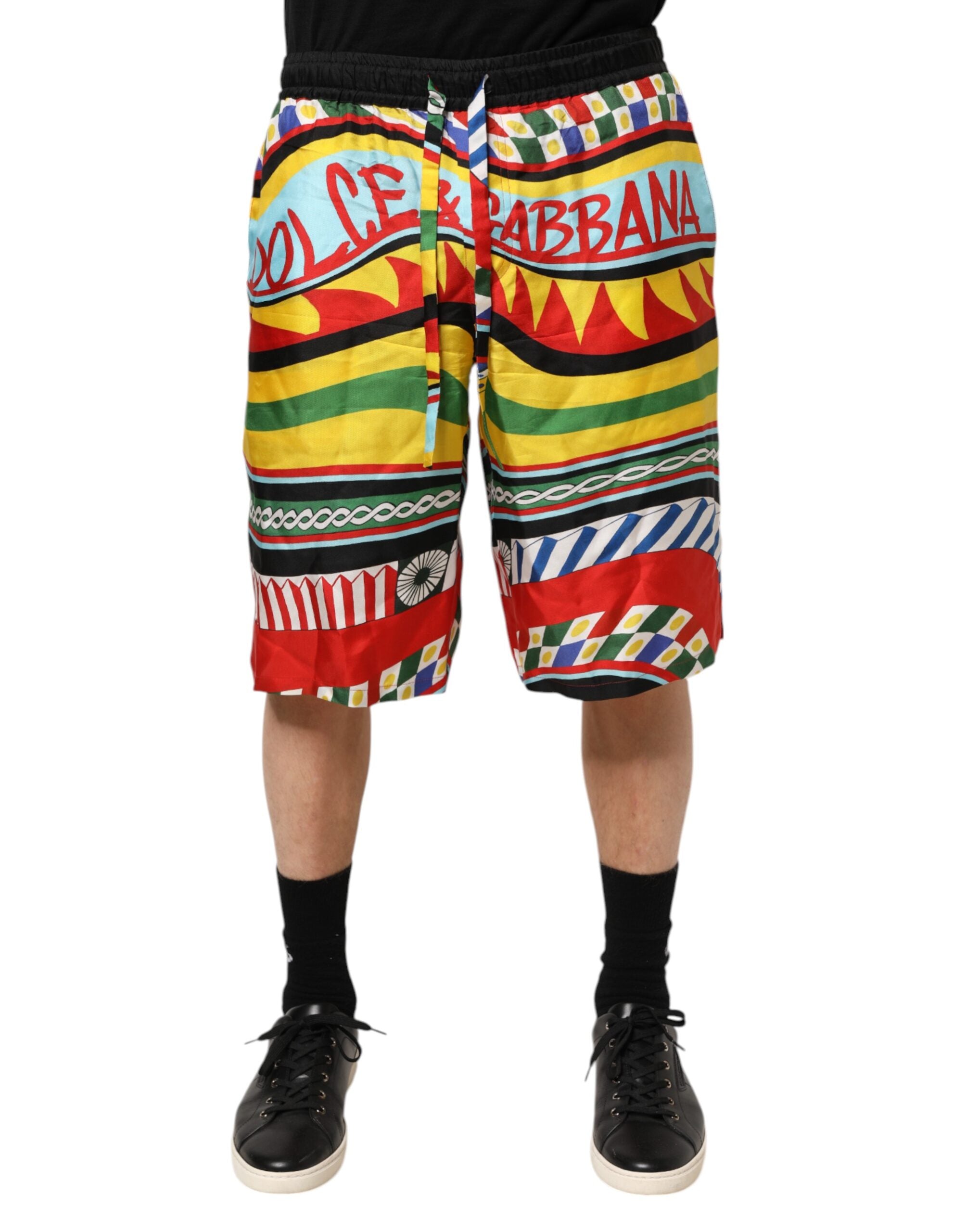 Dolce & Gabbana Multicolor Sicilian Carretto Shorts Swimwear Dolce & Gabbana