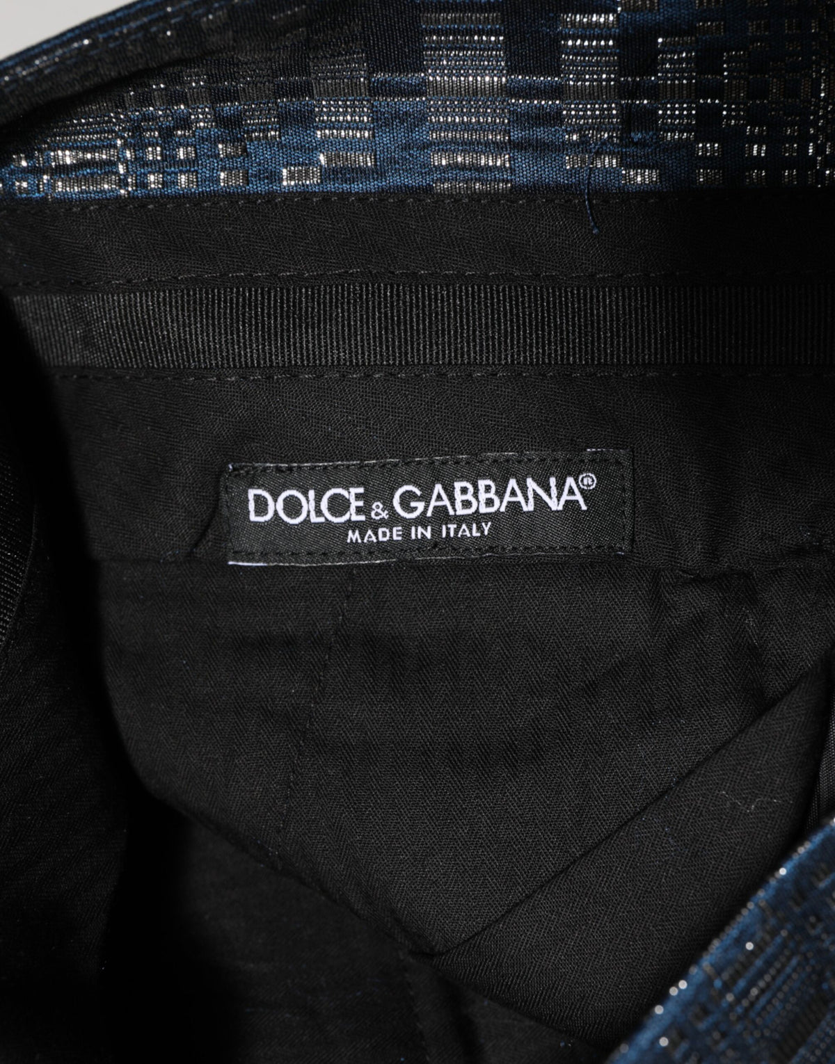 Dolce & Gabbana Blue Silver Shiny Silk Skinny Men Trouser Pants