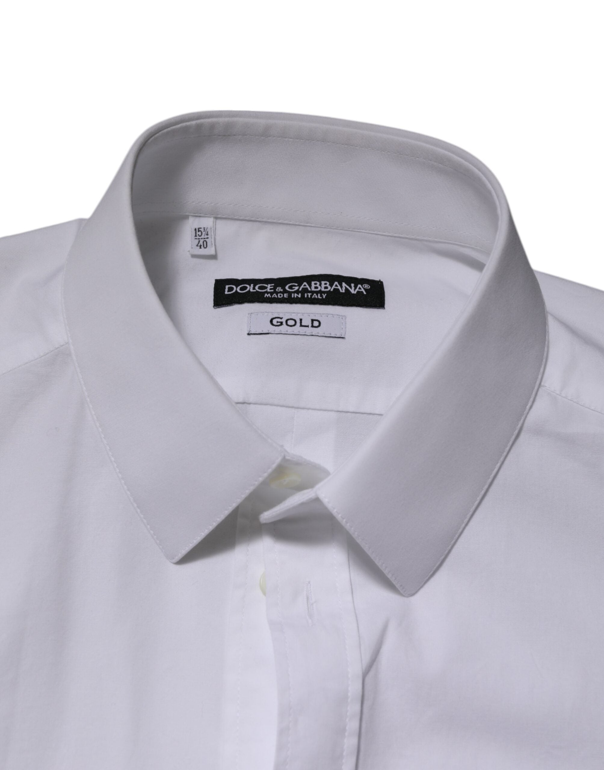 Dolce & Gabbana White Cotton GOLD Long Sleeves Formal Men Shirt Dolce & Gabbana