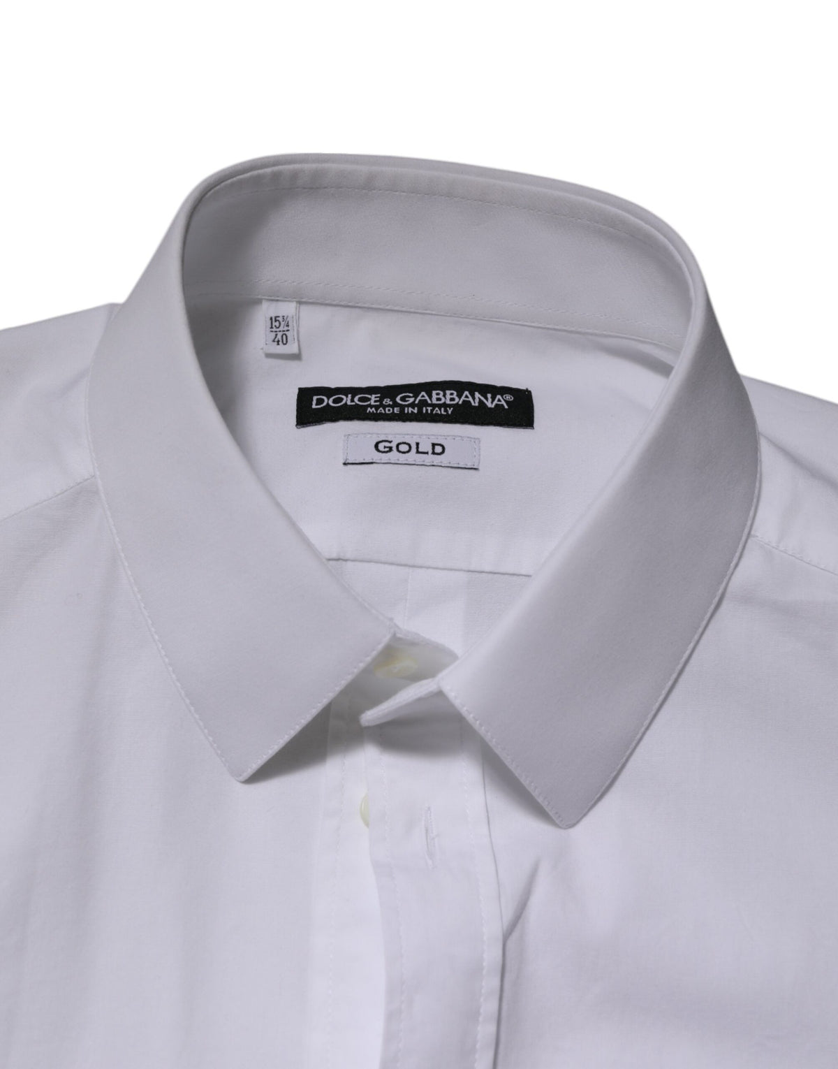 Dolce & Gabbana White Cotton GOLD Long Sleeves Formal Men Shirt