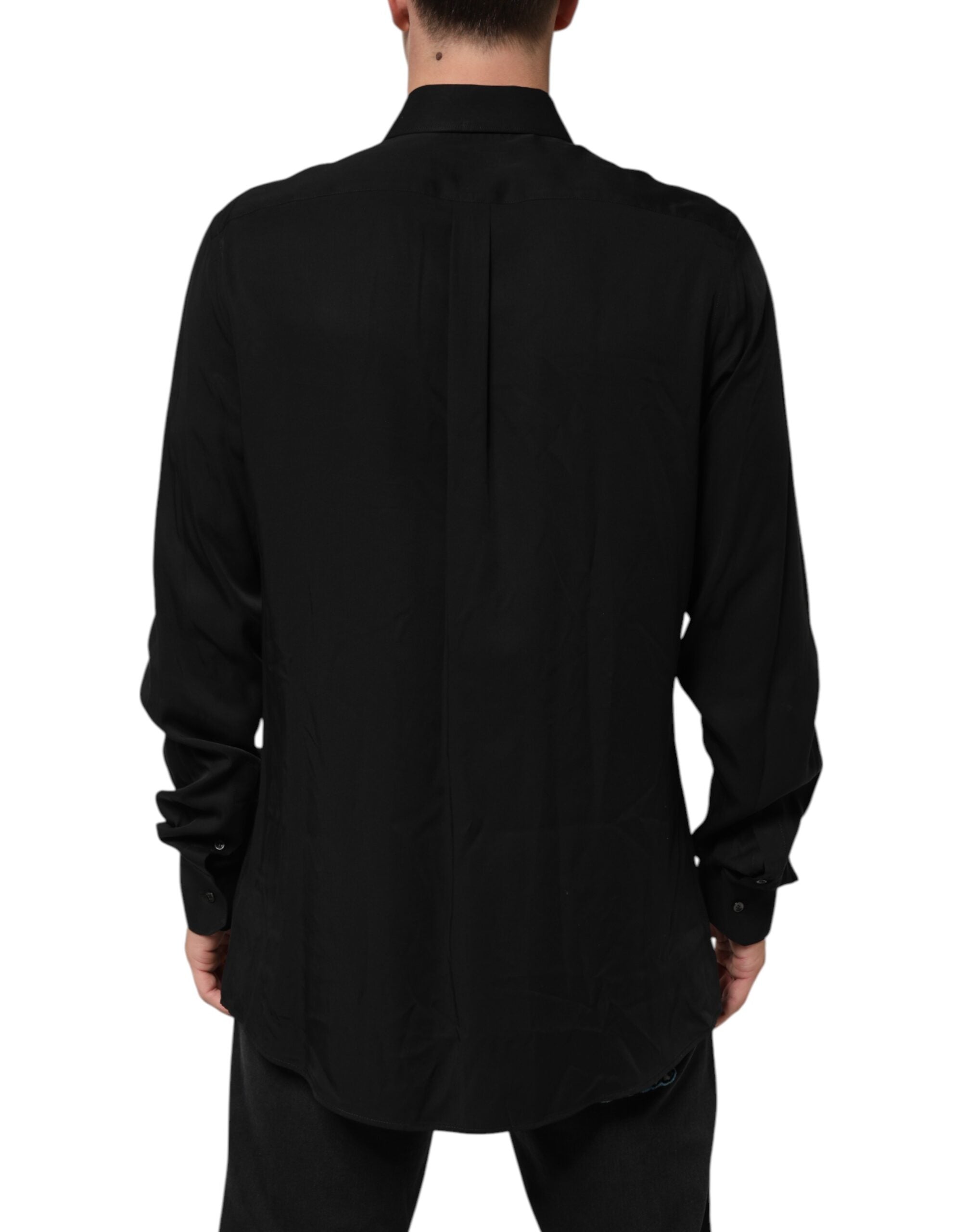 Dolce & Gabbana Black Viscose Long Sleeve Formal Dress Shirt Dolce & Gabbana