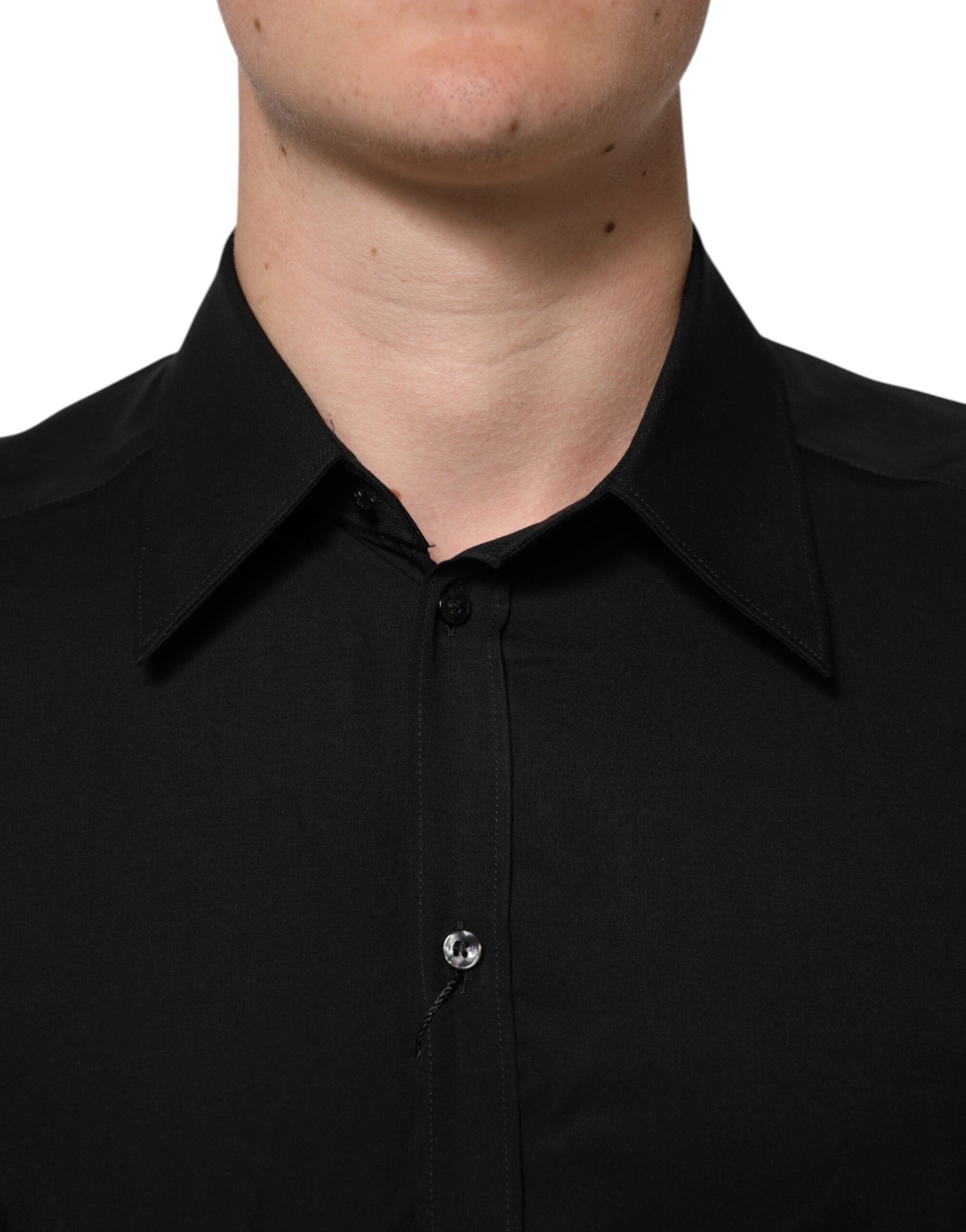 Dolce & Gabbana Black Viscose Long Sleeve Formal Dress Shirt Dolce & Gabbana