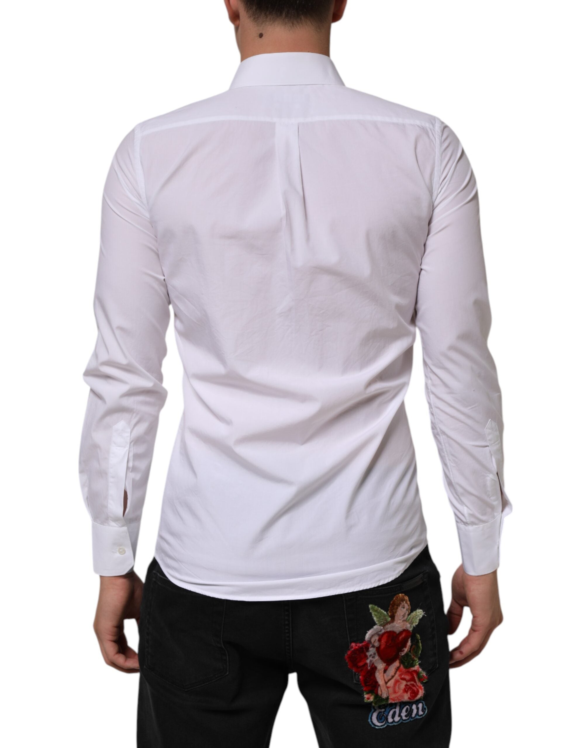 Dolce & Gabbana White Cotton MARTINI Long Sleeve Dress Shirt Dolce & Gabbana